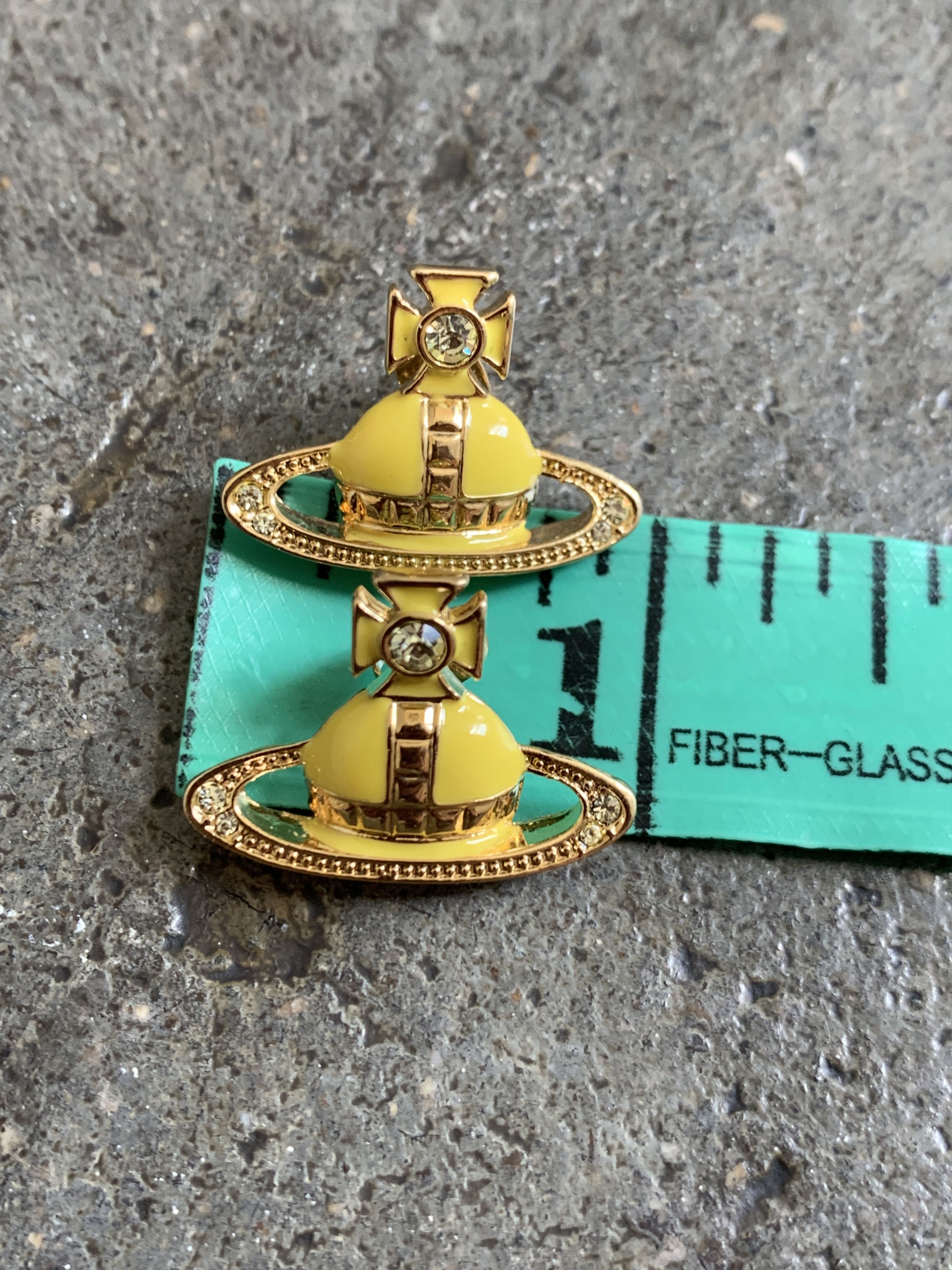 Vivienne Westwood 2014 Vintage New Yellow Orb earrings w/ Swarovski Crystals Size ONE SIZE - 5 Thumbnail