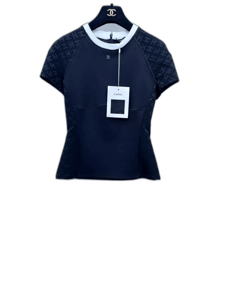 Chanel Chanel Black Logo Short Sleeve Top -2505 Size US M / EU 48-50 / 2 - 1 Thumbnail