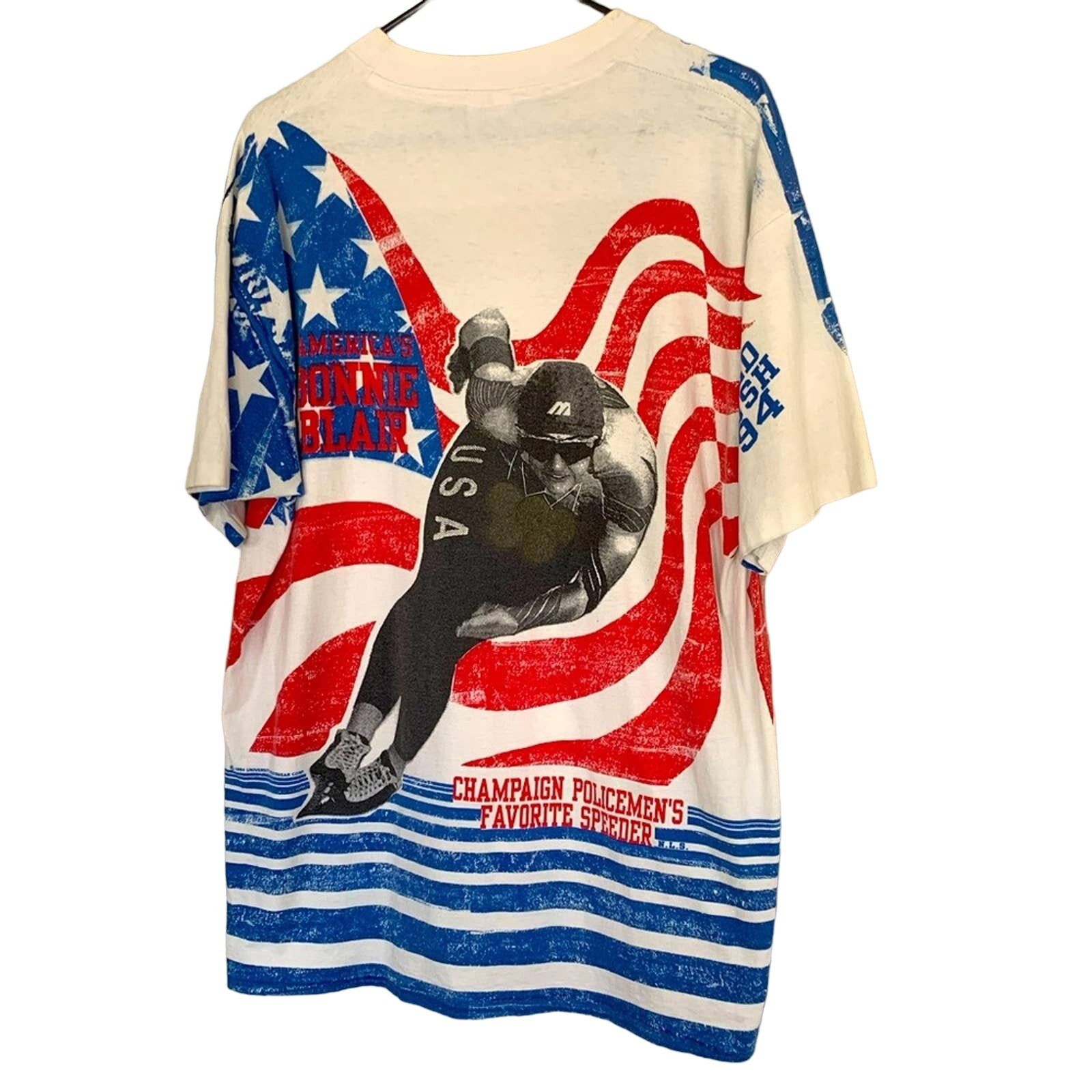 Other VINTAGE 90s Bonnie Blair Olympics AOP Single Stitch Tee USA Size US XL / EU 56 / 4 - 8 Thumbnail
