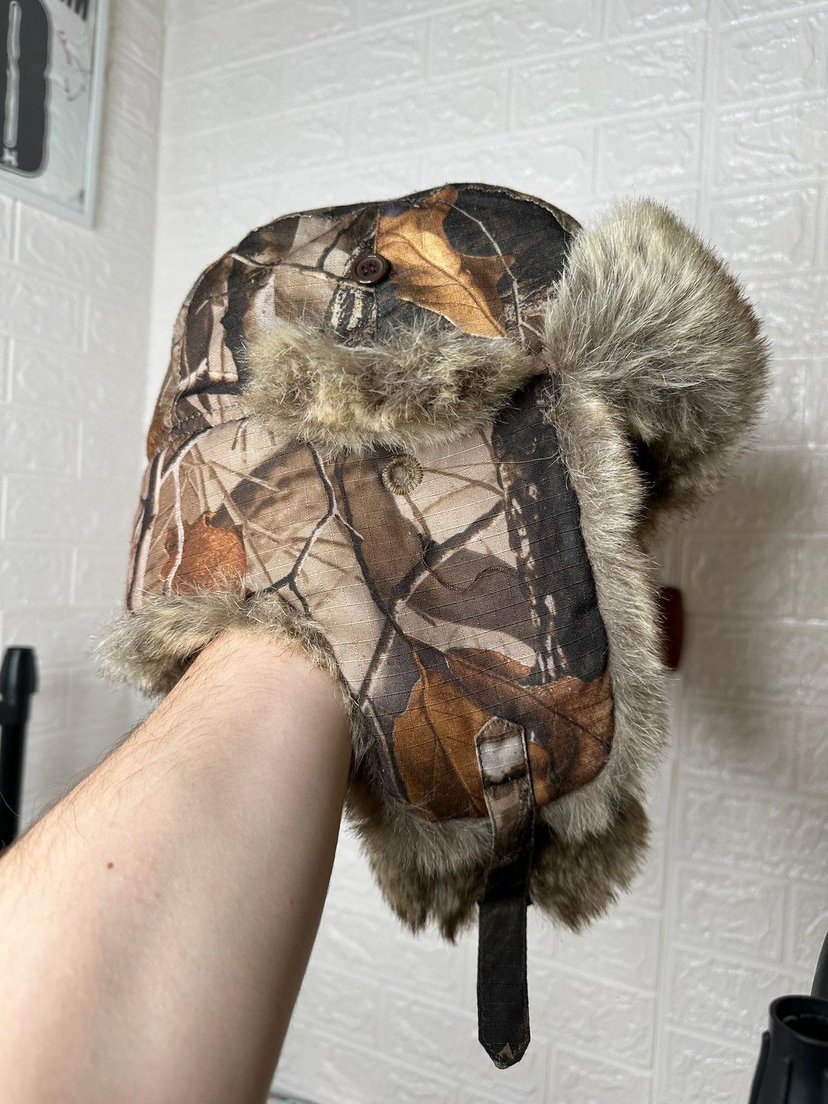 Mossy Oaks Mossy Camo Brown Faux Fur EarFlap Trapper Aviator Lined Size ONE SIZE - 6 Thumbnail