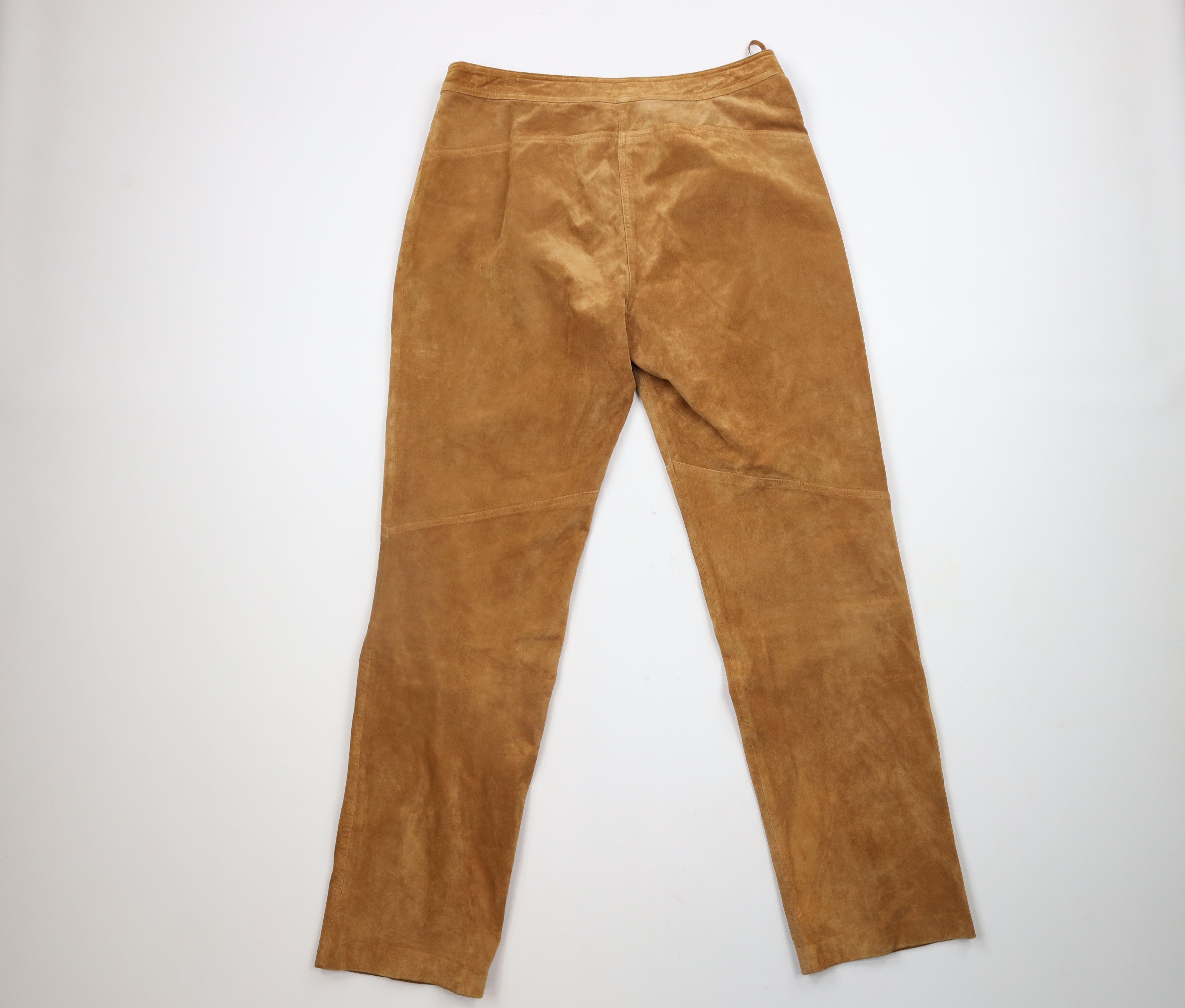 Vintage Vintage 90s Streetwear Leg Suede Leather Pants Brown Size 34" / US 12 / IT 48 - 9 Thumbnail