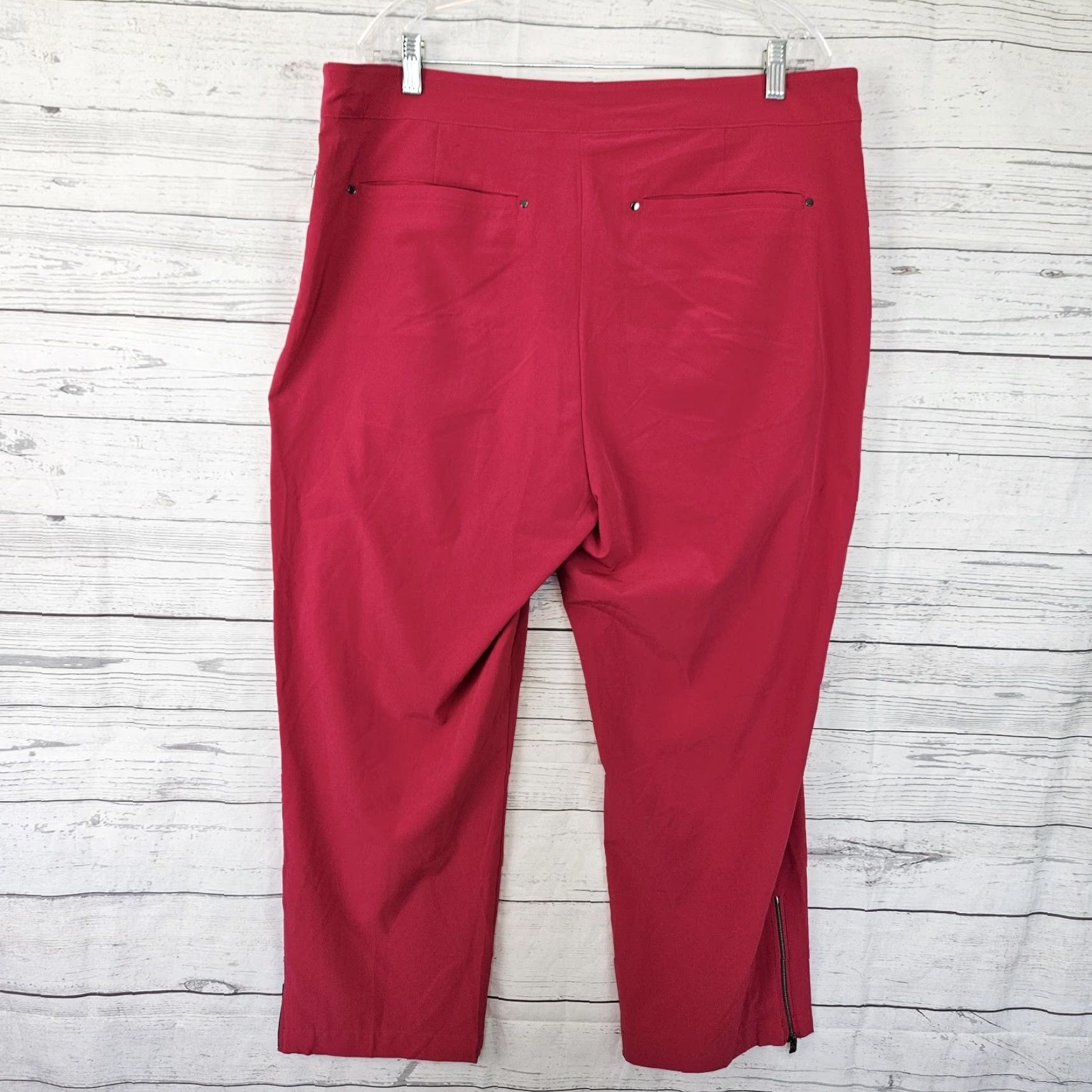 Vintage Chico's Zenergy Womens Cropped Pants Sz 16 Pink Zip Hem High Rise Cotton Blend 24" Inseam Womens Size 38" / US 16 / IT 52 - 3 Thumbnail