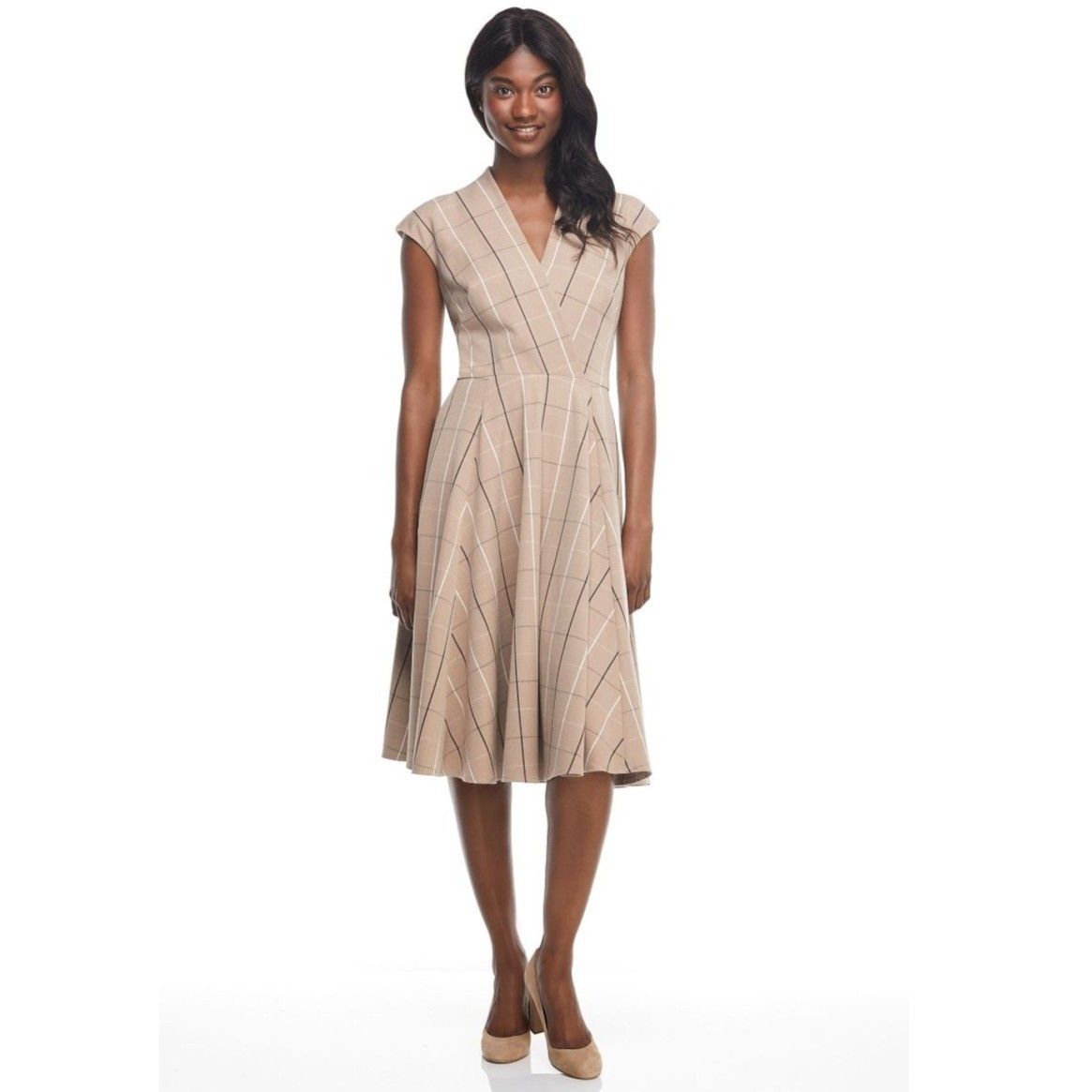 Other Gal Meets Glam Eva Windowpane Check Faux Wrap Dress size 4 Size S / US 4 / IT 40 - 2 Thumbnail