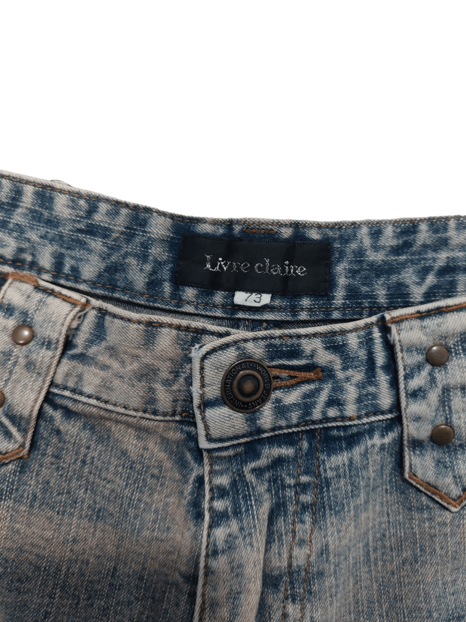 Japanese Brand Livre Claire Baggy Star Patched Denim Size US 27 - 13 Thumbnail