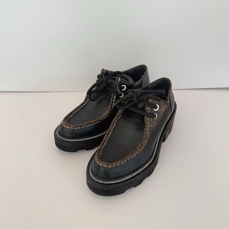 Louis Vuitton Louis Vuitton Black Beaubourg Fashion Lace-Up Shoes 0079 Size US 7 / IT 37 - 1 Thumbnail