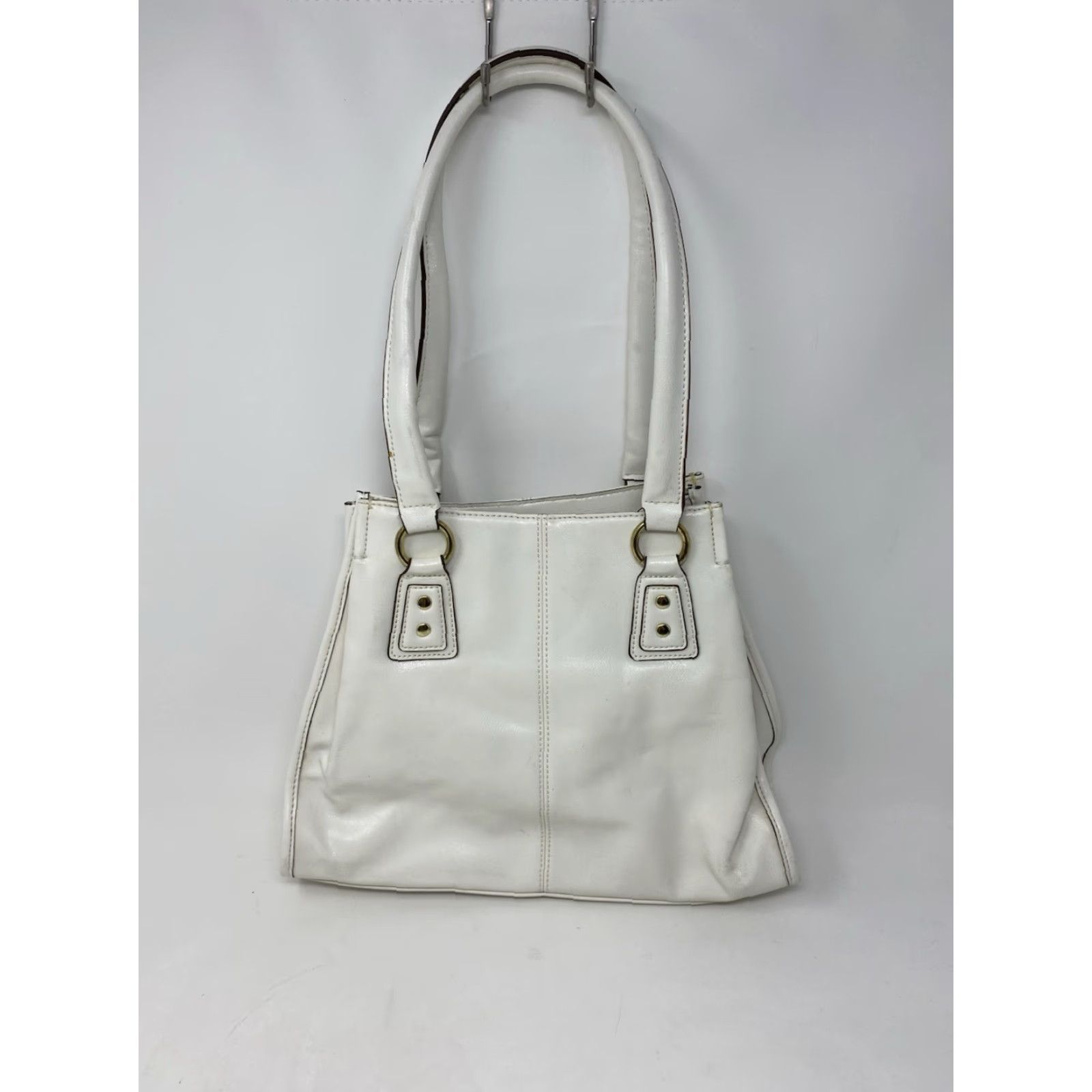 Vintage VINTAGE Nine & Co Faux Leather Handbag White Shoulder Bag 3 Compartments Classic 90s Womens Size ONE SIZE - 7 Thumbnail