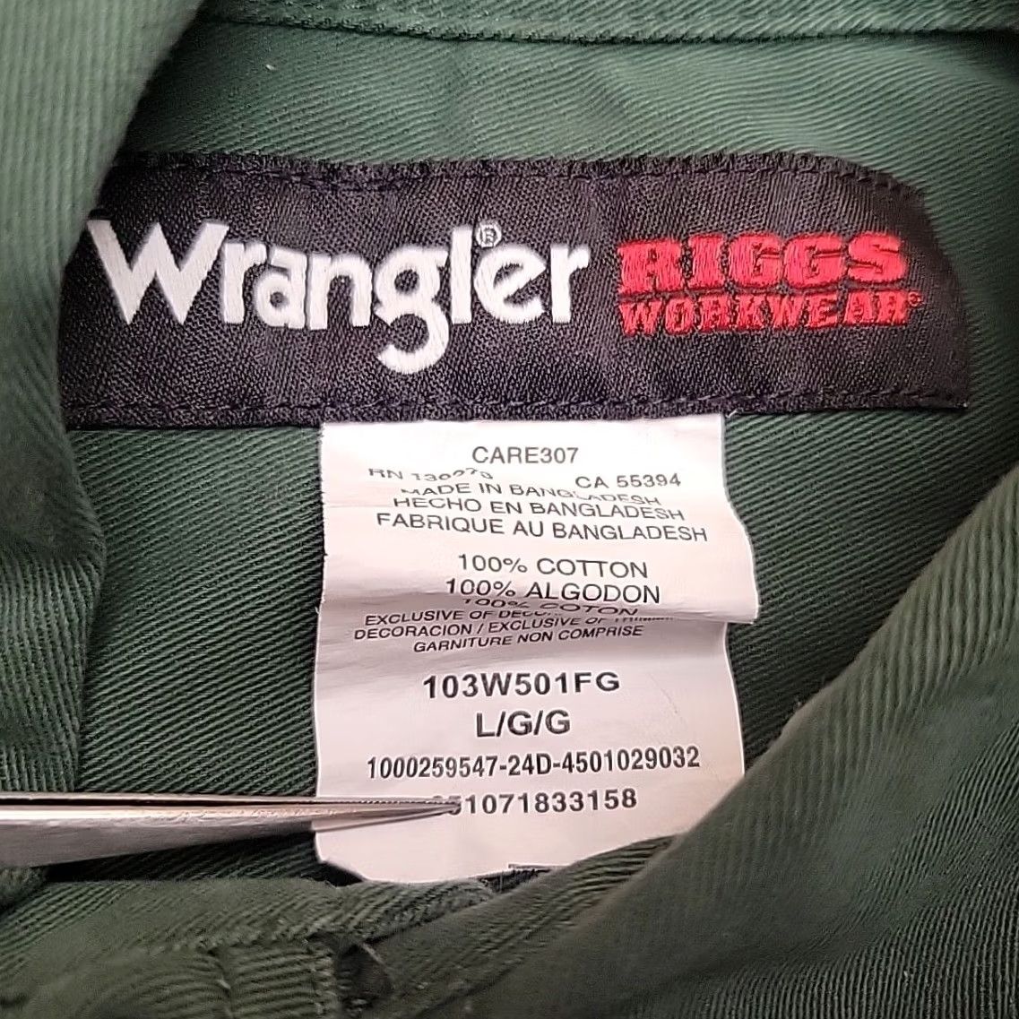 Wrangler VINTAGE Wrangler? No, Original: Wrangler Riggs Workwear Shirt Mens Large Green Solid Heavy Twill Button Down Size US L / EU 52-54 / 3 - 4 Thumbnail