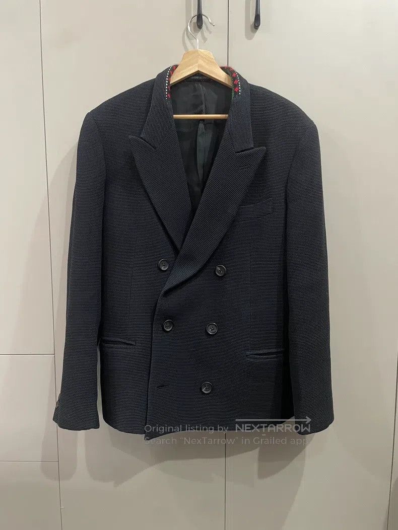 Yohji Yamamoto Yohji Yamamoto size s 1995aw Show Flower Knit Collar blazer Size 48R - 1 Thumbnail