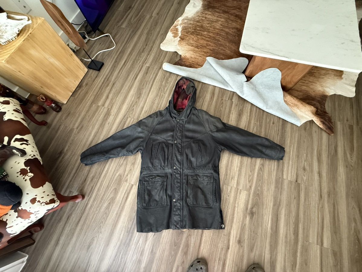 Vintage 80s IOU Leather Lined Hooded Jacket