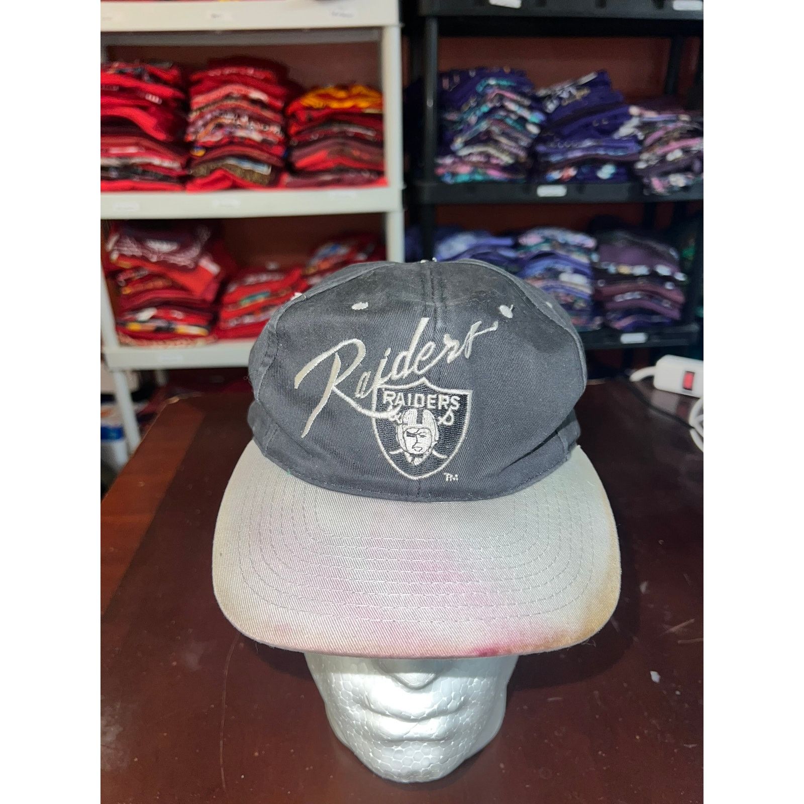 Vintage Vintage Los Angeles Raiders Script Hat Shield Stained 90s Size ONE SIZE - 2 Thumbnail