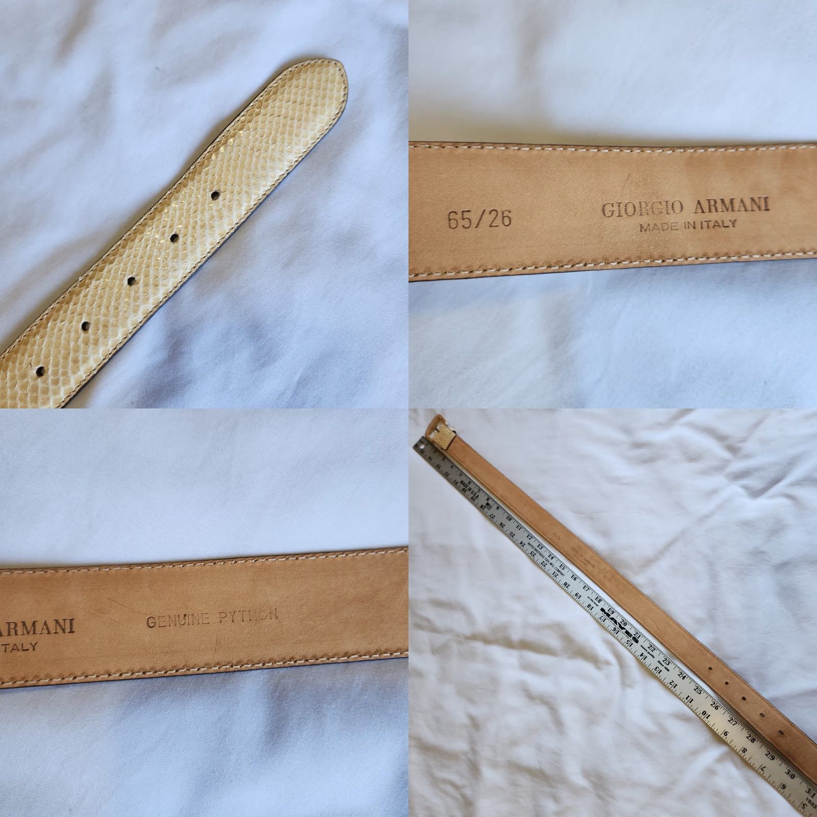 Giorgio Armani Giorgio Armani Belt Women 26 Cream Color Genuine Python Snake Skin Italy Made Size ONE SIZE - 8 Thumbnail