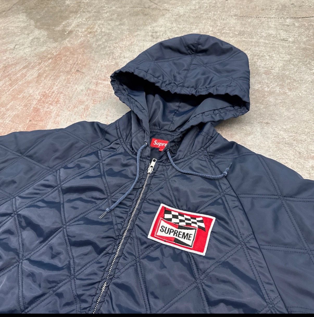 Supreme Supreme Quilted Hooded Jacket Blue M SS13 Checkered Flag OG Size US M / EU 48-50 / 2 - 2 Thumbnail