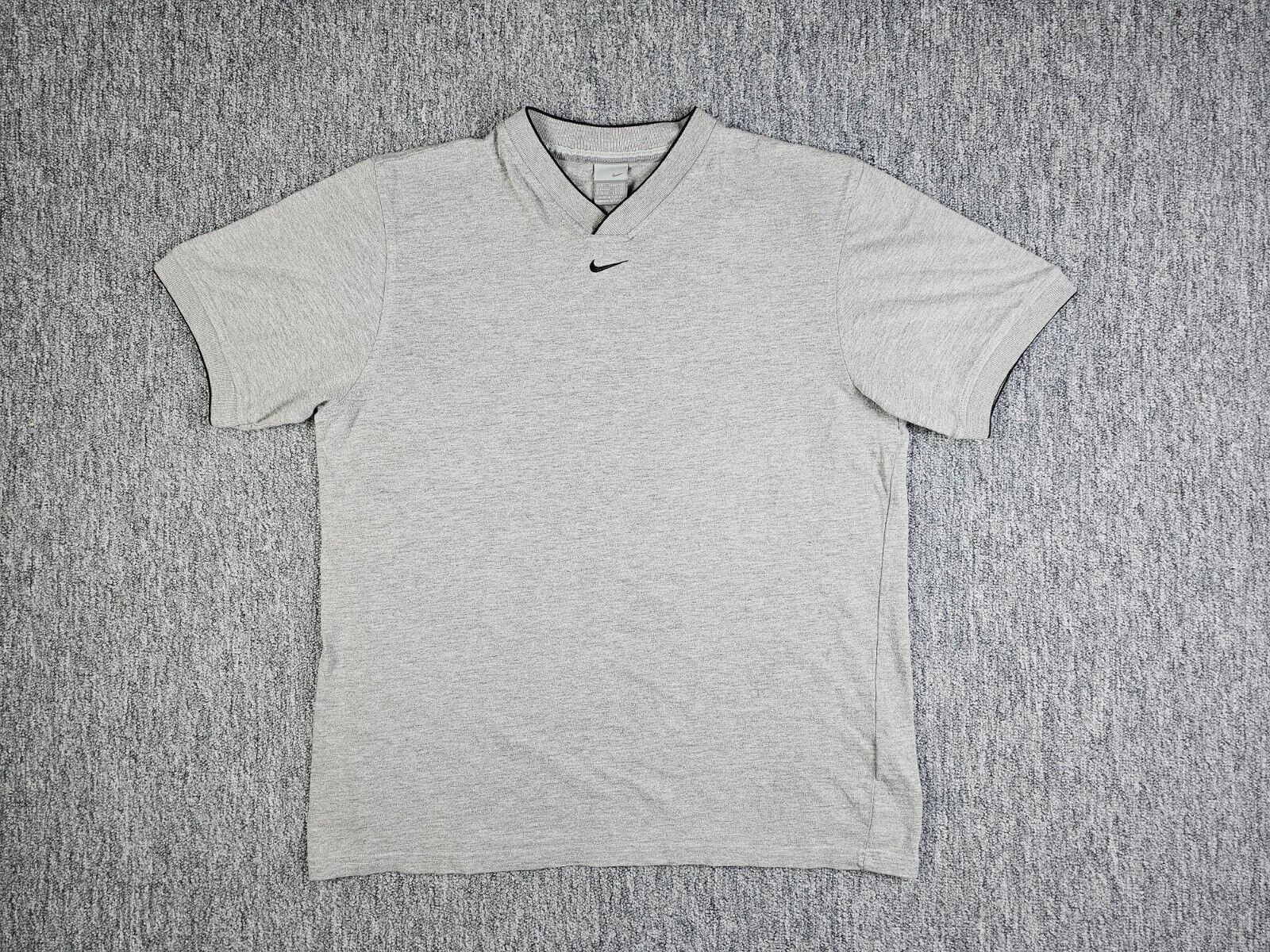 Nike Nike Vintage Y2K Embroidered Swoosh V-Neck Tee Gray Men L Size US L / EU 52-54 / 3 - 1 Thumbnail