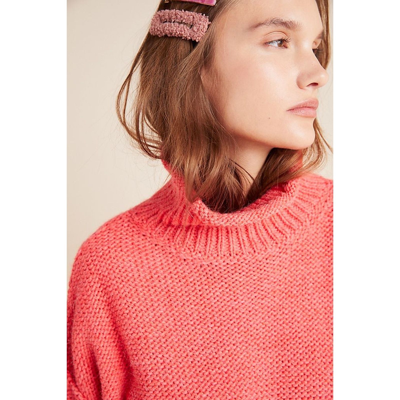 Anthropologie Anthropologie Lottie Sweater Coral Turtleneck Chunky Knit Size US XL / EU 56 / 4 - 5 Thumbnail