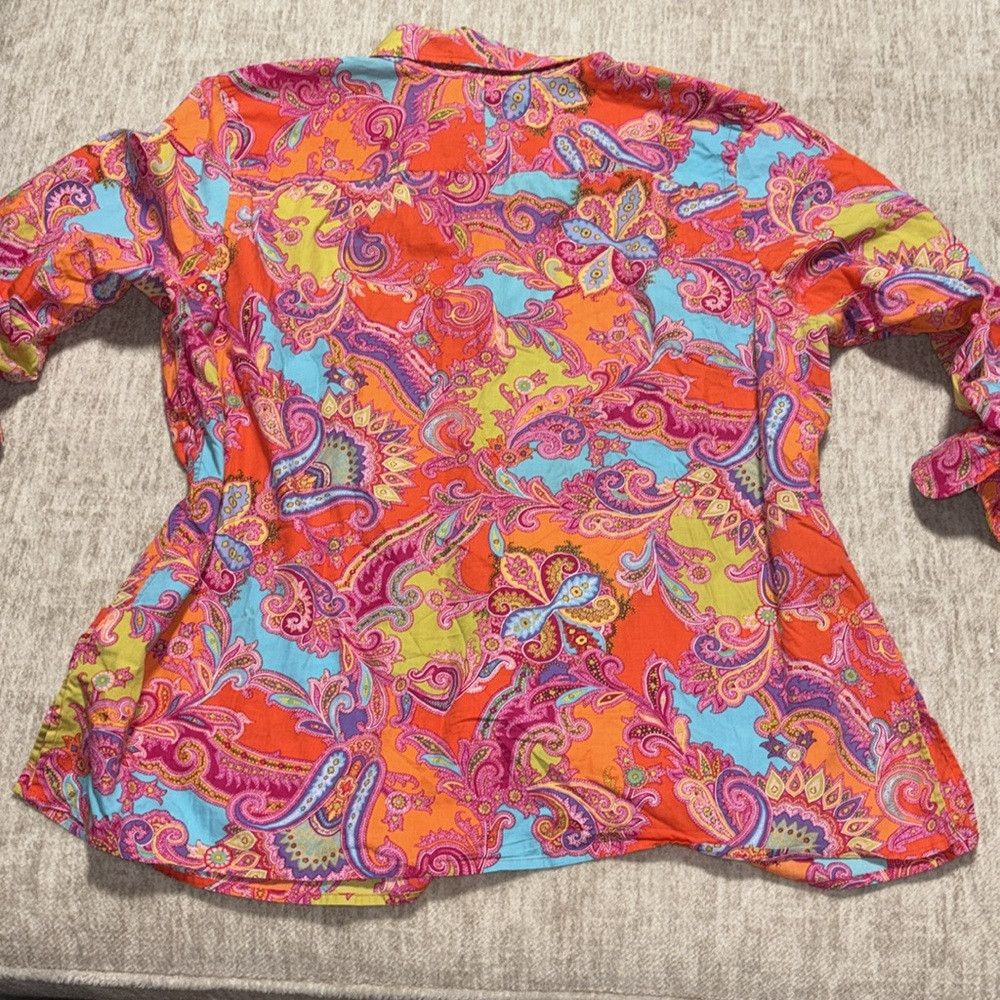 Chaps Chaps Women's 1X paisley bright button up top 3/4 sleeves S Size XXL / US 16-18 / IT 52-54 - 6 Thumbnail