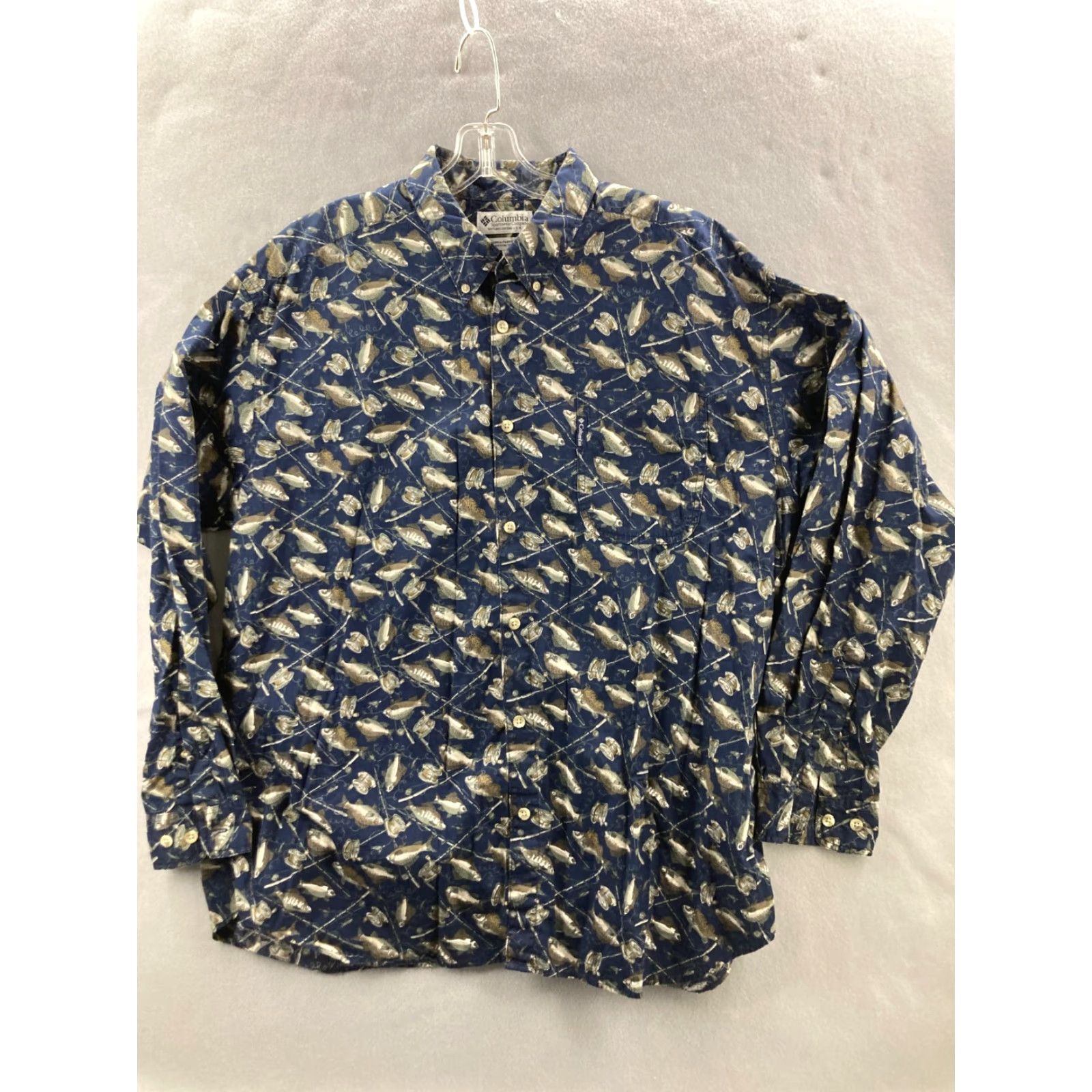 Vintage Columbia Shirt Mens XXL Button-Down Long Sleeve Plaid Cotton Flannel AOP Football Fish Theme Casual Size US XXL / EU 58 / 5 - 2 Thumbnail