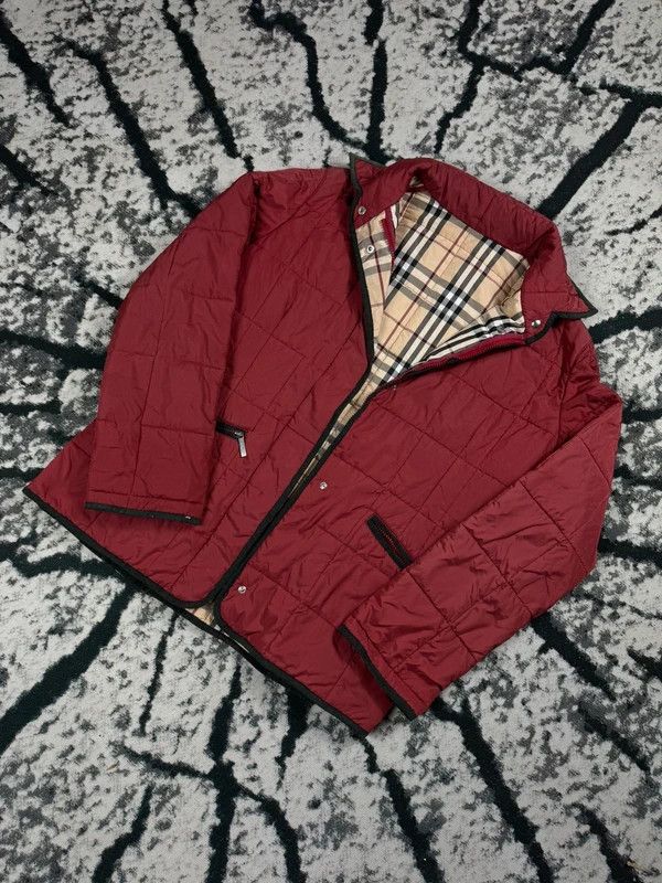 Burberry full pattern burgundy red beige insulated down jacket Size XL / US 12-14 / IT 48-50 - 2 Thumbnail
