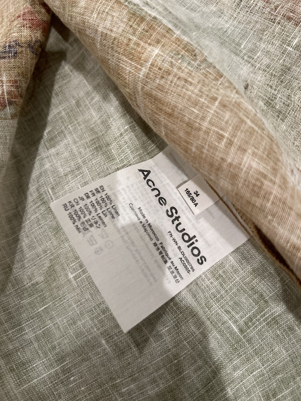 Acne Studios Acne Studios Flower Button Linen Shirt Size XXS / US 00 / IT 34 - 4 Thumbnail