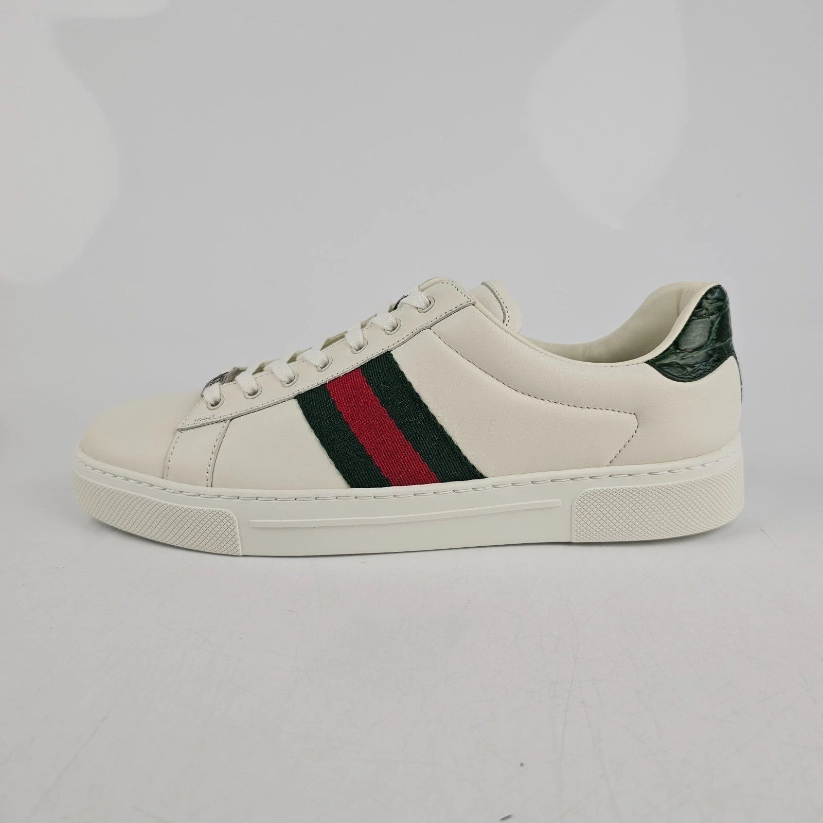GUCCI Ace Women's White/Green Leather Low Top Sneakers New