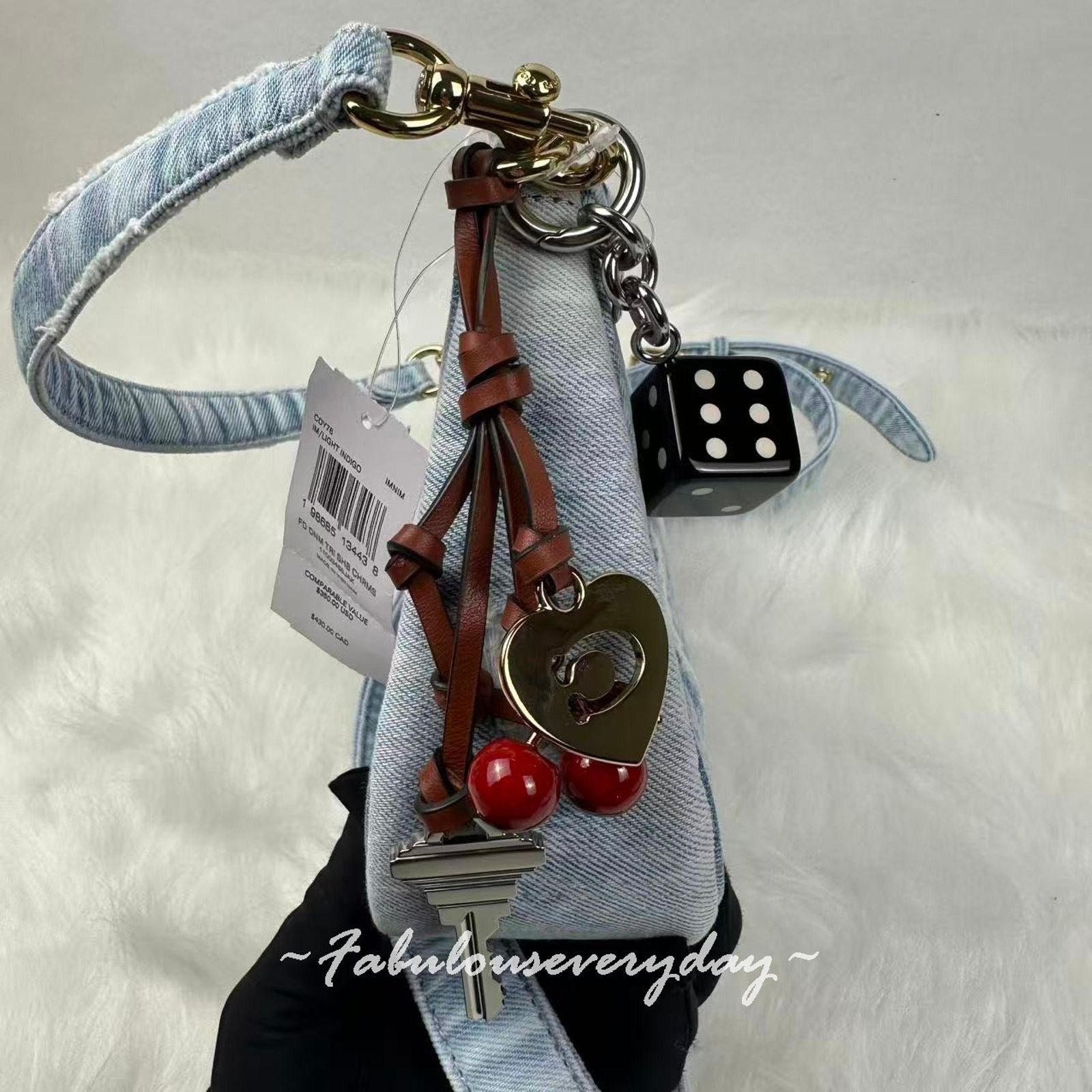 Coach Coach Teri Shoulder Loved Denim Charms Gold/Light Indigo Size ONE SIZE - 6 Thumbnail