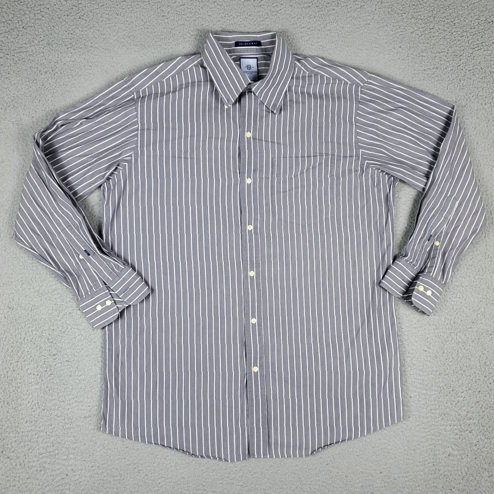 Tommy Hilfiger Tommy Hilfiger Dress Shirt Size 16 Gray Striped Button-Down Regular Fit Men’s Size US L / EU 52-54 / 3 - 3 Thumbnail