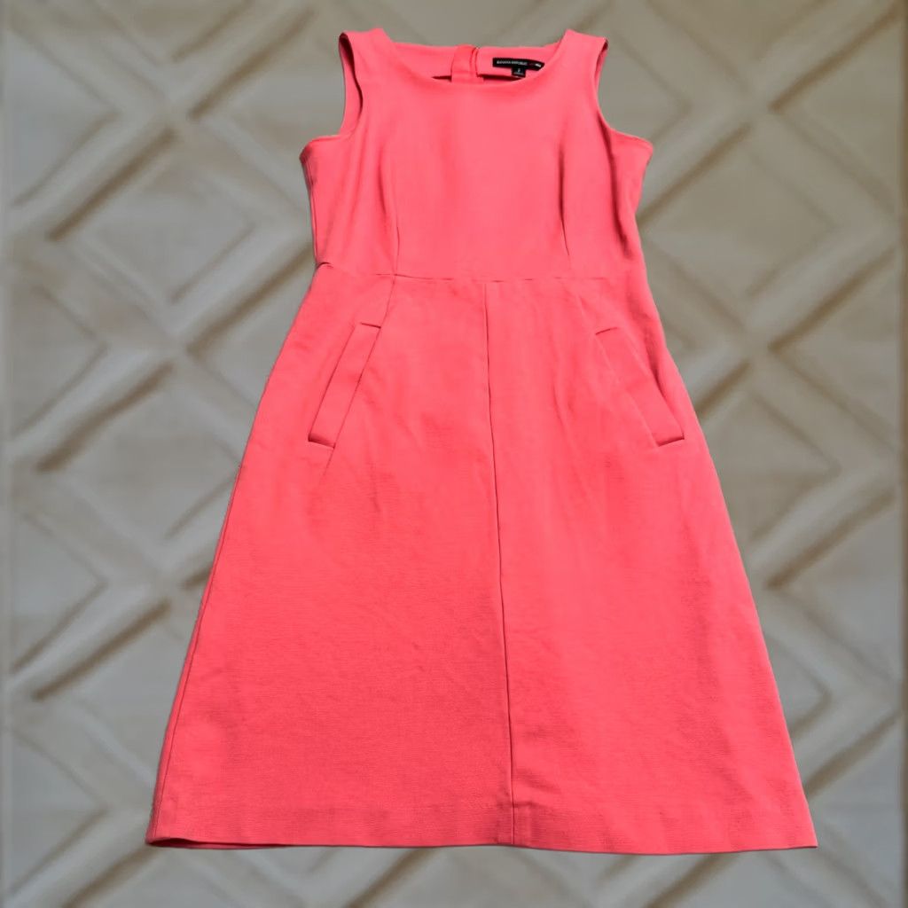 Banana Republic Banana Republic Sleeveless Midi Sheath Dress Womens Pink Pockets Size 2 Size XS / US 0-2 / IT 36-38 - 1 Thumbnail