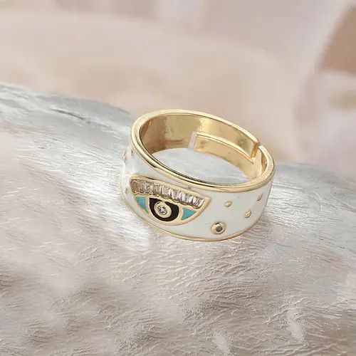 Japanese Brand × Jewelry × Vintage Creative Handmade Charming Enamel Heart Ring Eye y2k Size ONE SIZE - 3 Thumbnail