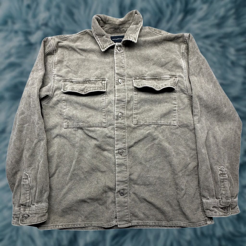 Abercrombie & Fitch Abercrombie & Fitch Corduroy Long Sleeve Button Up Shirt Mens MT Gray Size US M / EU 48-50 / 2 - 1 Thumbnail