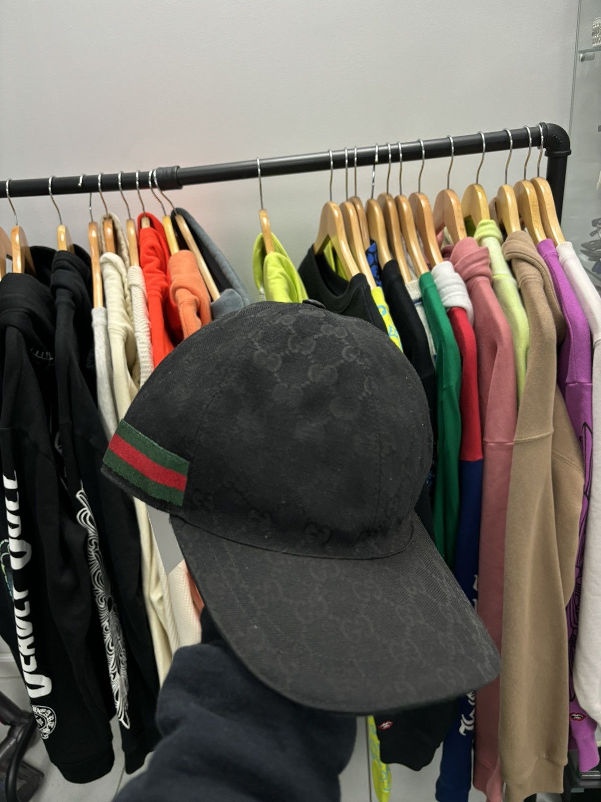 image of Gucci Monogram Cap in Black, Men's