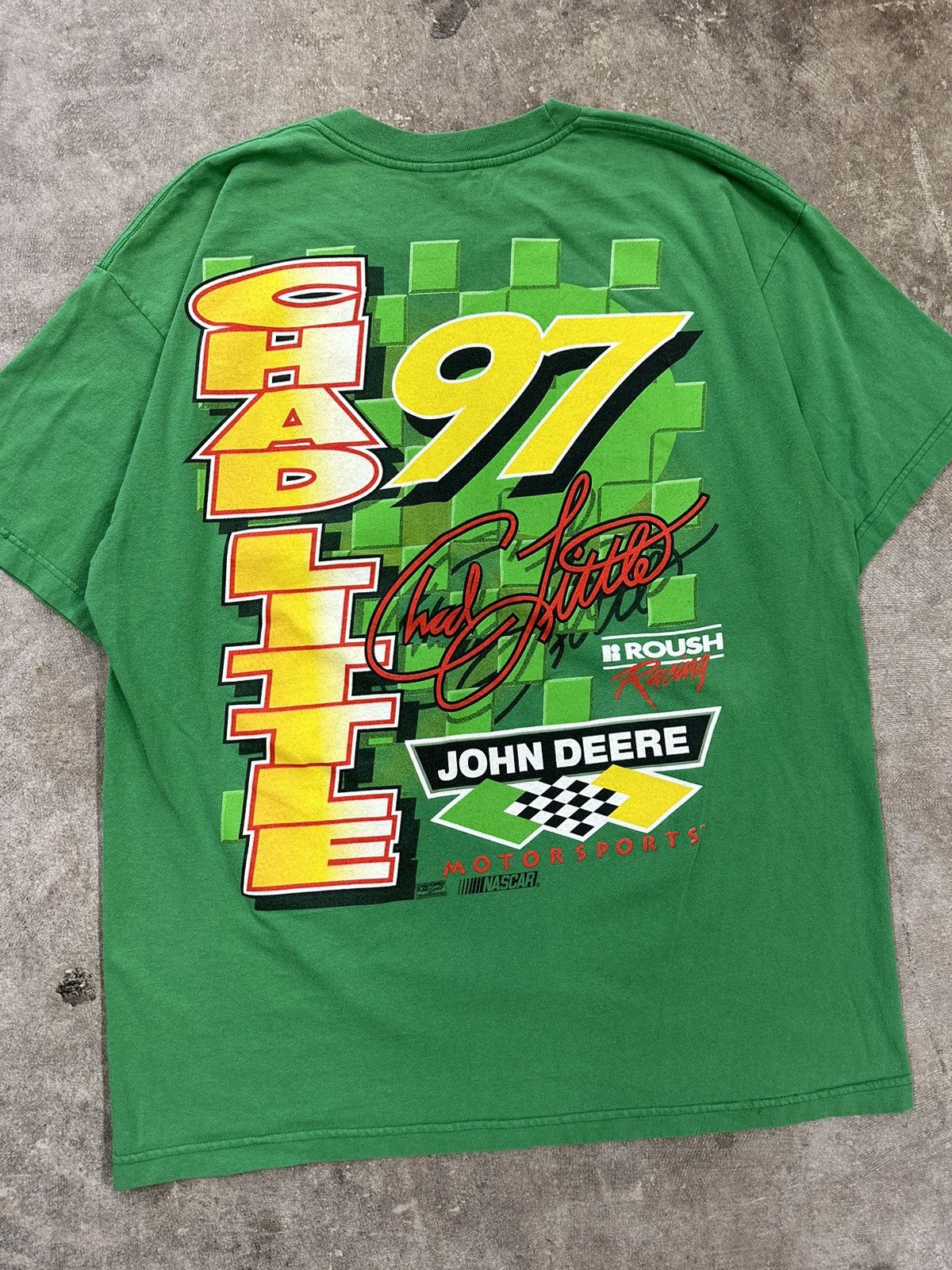 NASCAR Vintage 90s Nascar Chad Little John Deere Racing T-Shirt Size US XL / EU 56 / 4 - 4 Thumbnail