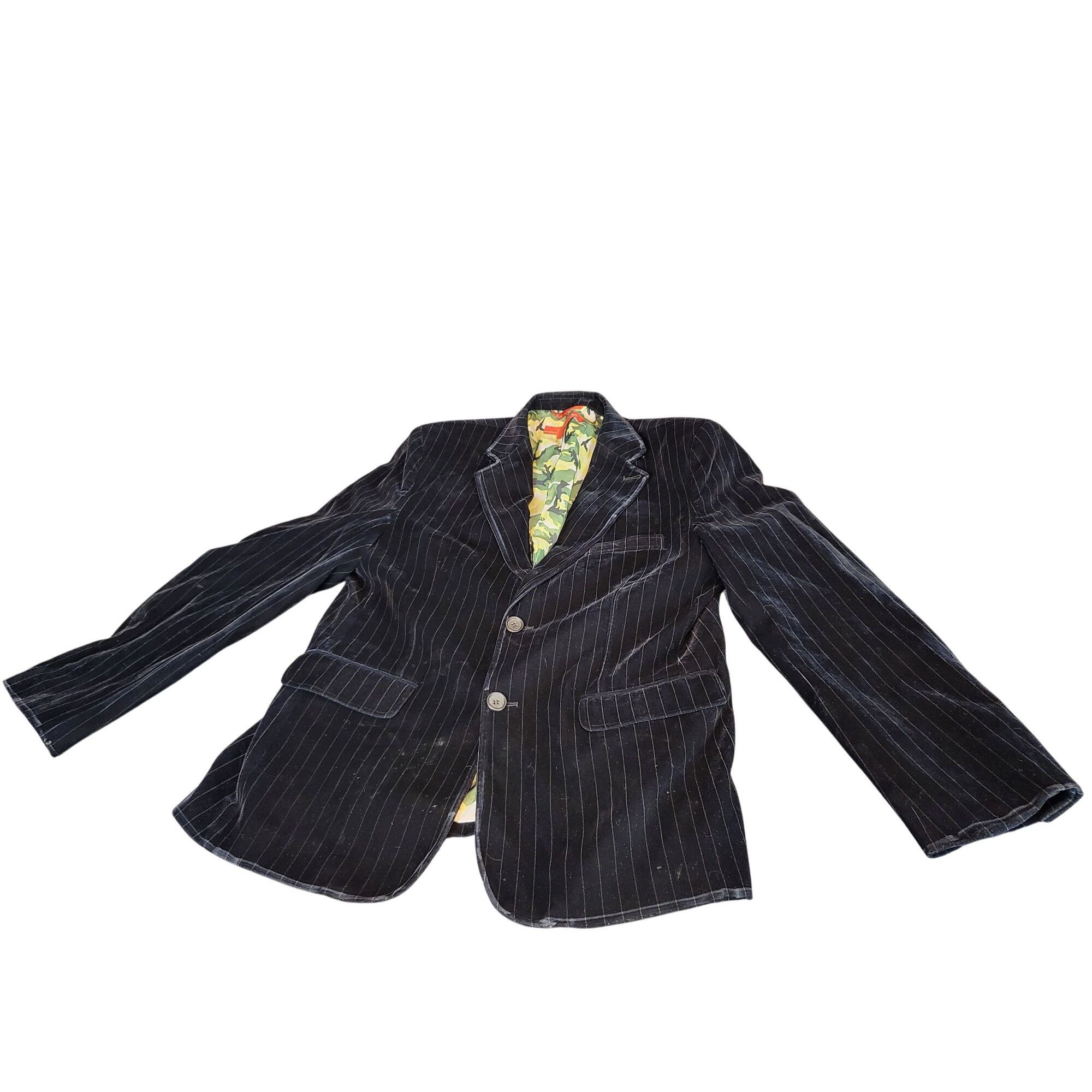 Other B'52 Striped Velour Blazer Men Sz L Black Two Button Designe Size 40R - 3 Thumbnail