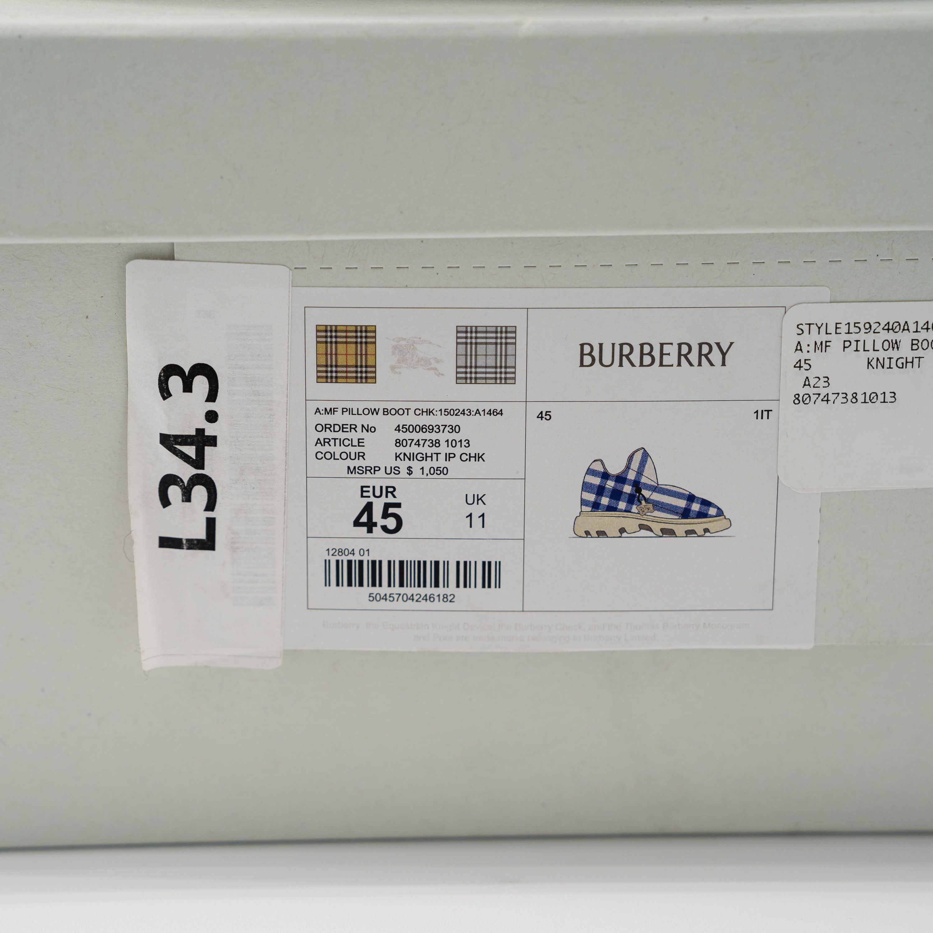 Burberry 45eu 12us Burberry Pillow Boots Hunter Blue Check Padded Size US 12 / EU 45 - 11 Thumbnail