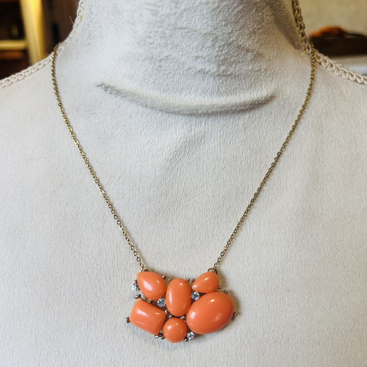 Handmade Handcrafted repurpose vintage tangerine glass necklace Size ONE SIZE - 2 Thumbnail