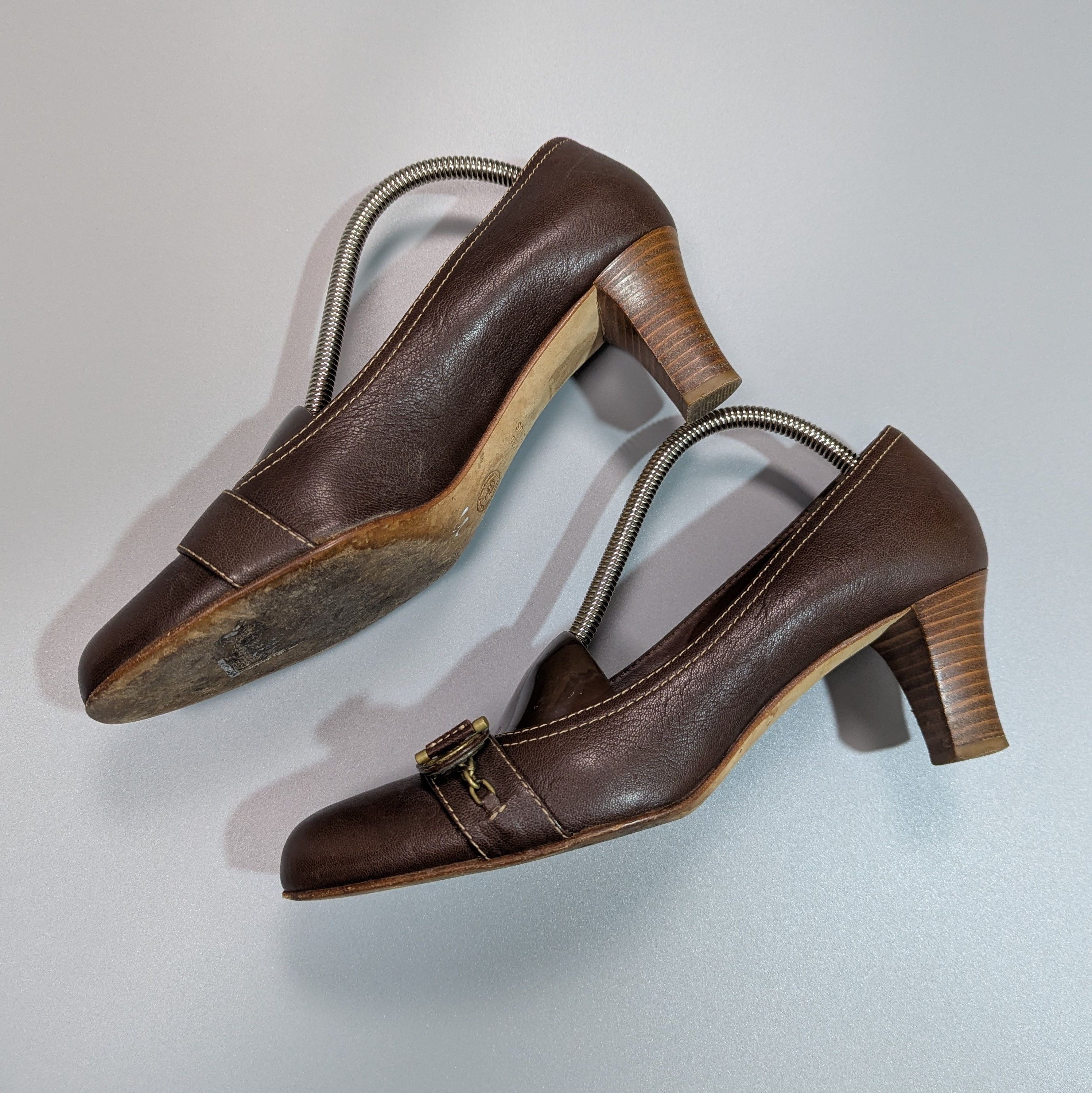 Bally BALLY Women's Leather Brown Open Luxury Shoes Size US 10.5 / IT 40.5 - 8 Thumbnail