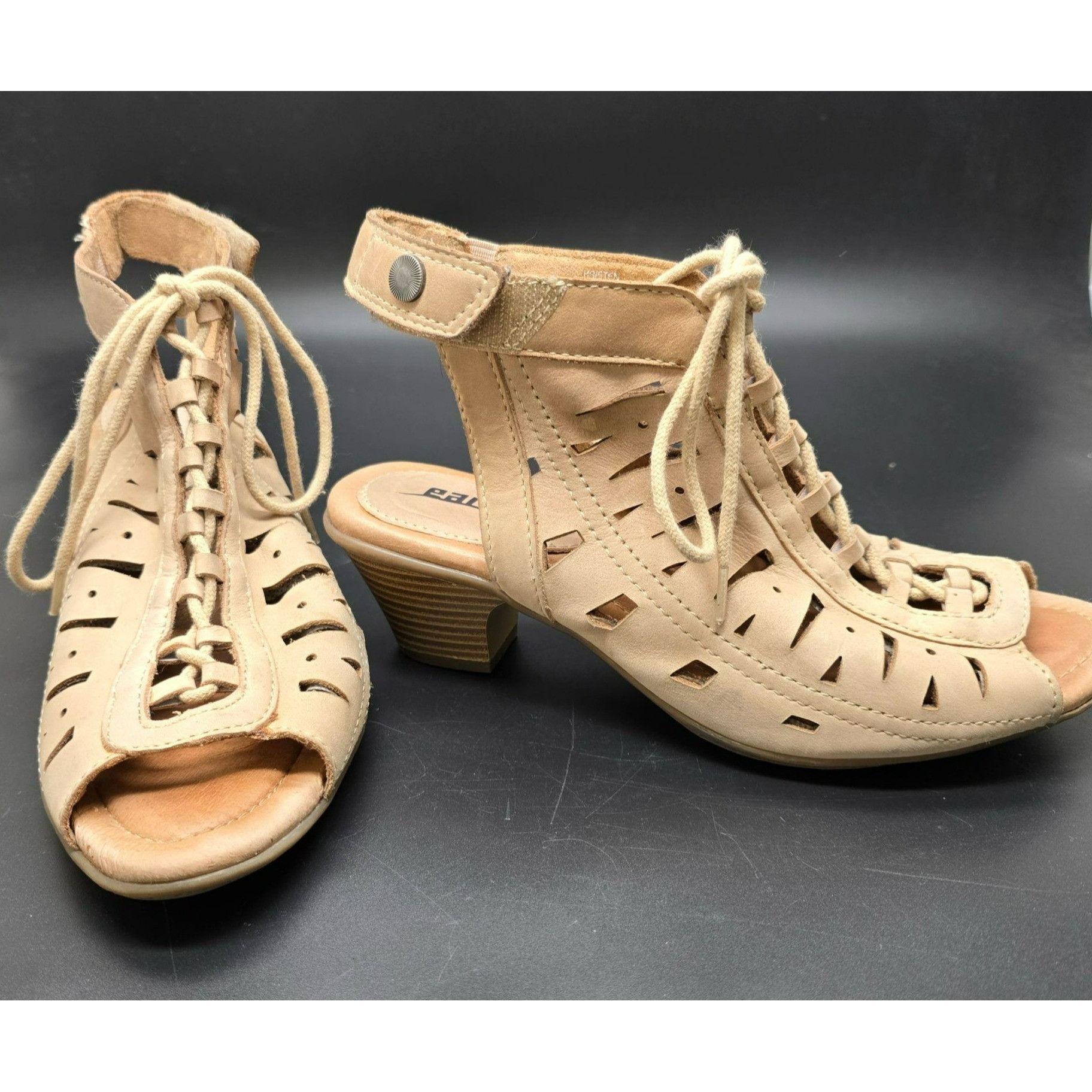Other Earth Sandals Kristen Leather Upper Peep Toe Heeled 6.5B Wit Size US 6 / IT 36 - 10 Thumbnail