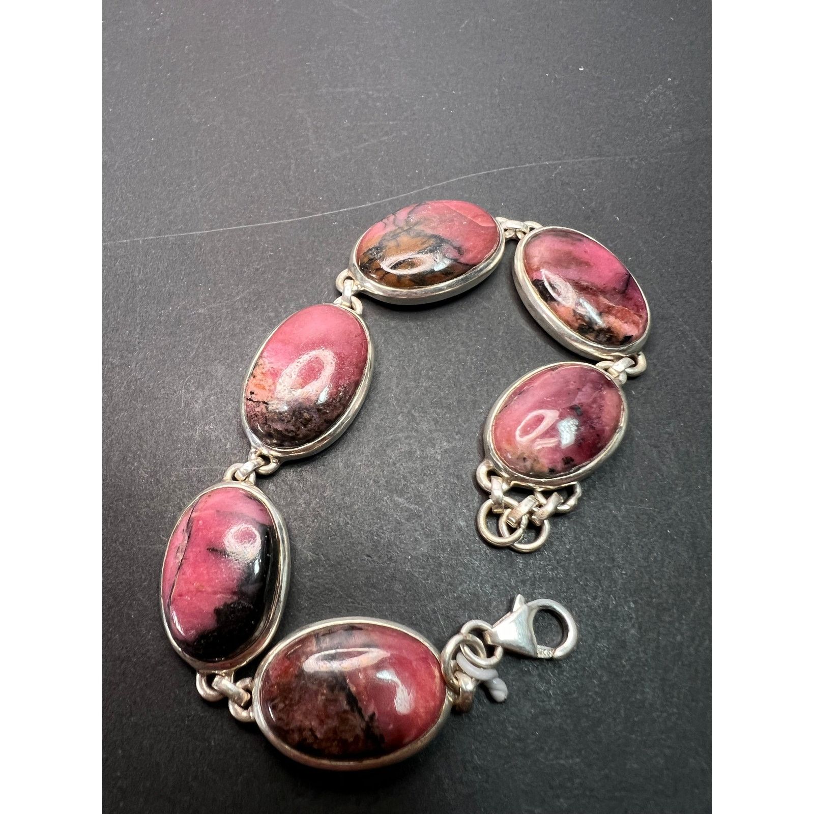 Other NEW Rhodonite sterling silver link bracelet 7.75 inch Size ONE SIZE - 8 Thumbnail