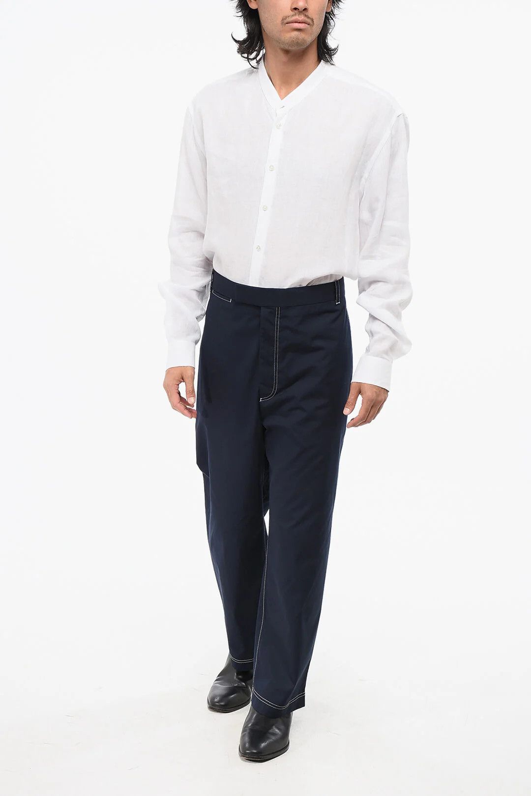 Thom Browne og1mm0426 Cotton-Blend Straight-Leg Pant in Blue Size US 38 / EU 54 - 3 Thumbnail