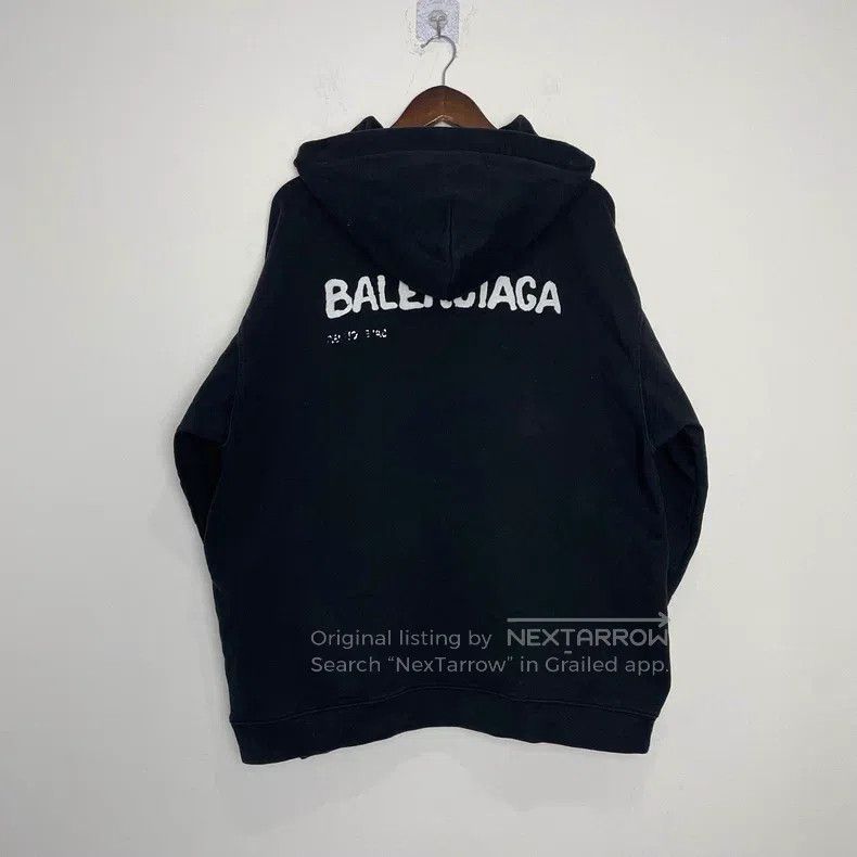 Balenciaga Balenciaga Black Faded Logo Sweatshirt Size US XL / EU 56 / 4 - 2 Thumbnail
