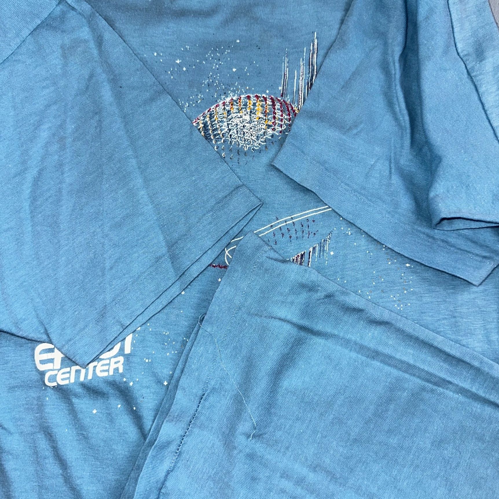 Disney VINTAGE Disney World Epcot Center 1980s T Shirt Rare Blue Single Stitch Mickey Earth Men M Blue Graphic Print Shirt 80s Disney Mens Size US M / EU 48-50 / 2 - 5 Thumbnail