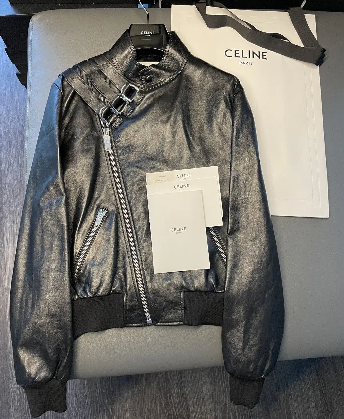 Celine × Hedi Slimane Rare Brand NEW Hedi Slimane Runway Sold Out Leather Jacket Size US M / EU 48-50 / 2 - 4 Thumbnail