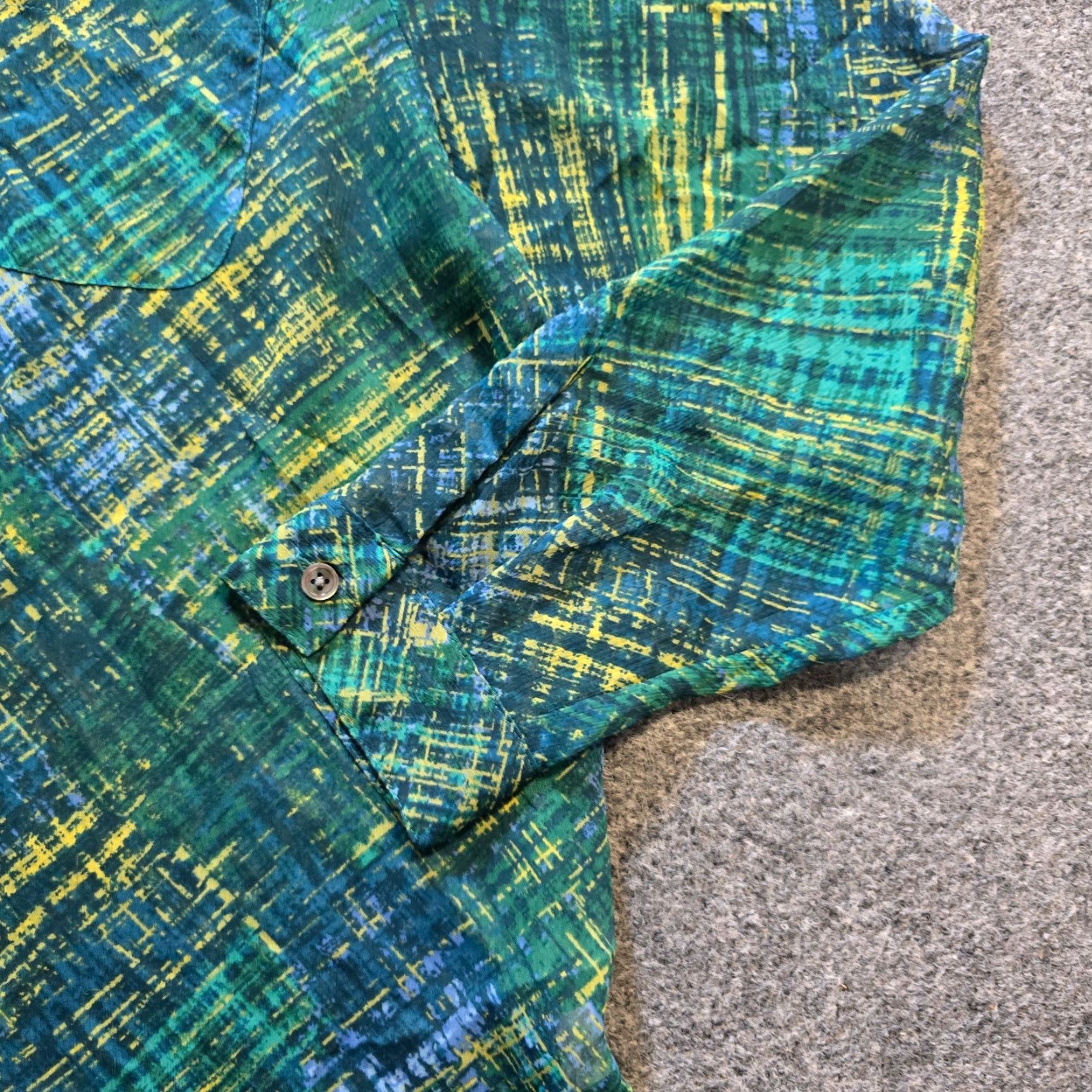 J. Jill J. Jill Top Womens Petite Large Green Plaid Sheer Long Sleeve Button Casual Size L / US 10 / IT 46 - 3 Thumbnail
