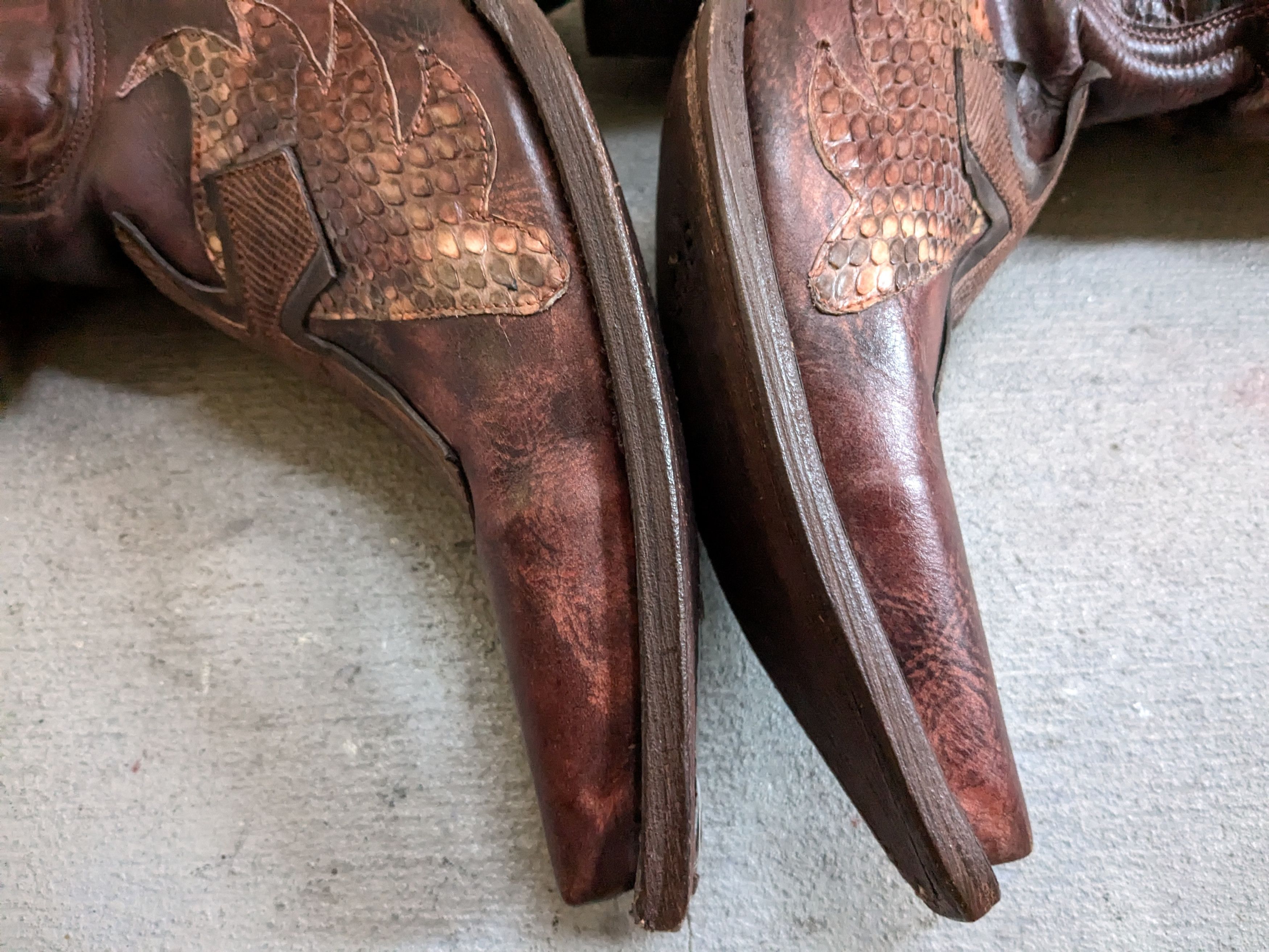 Genuine Leather × Vintage Stetson Cowboy Boots Brown Python Women 9 Snakeskin Size US 9 / EU 42 - 7 Thumbnail