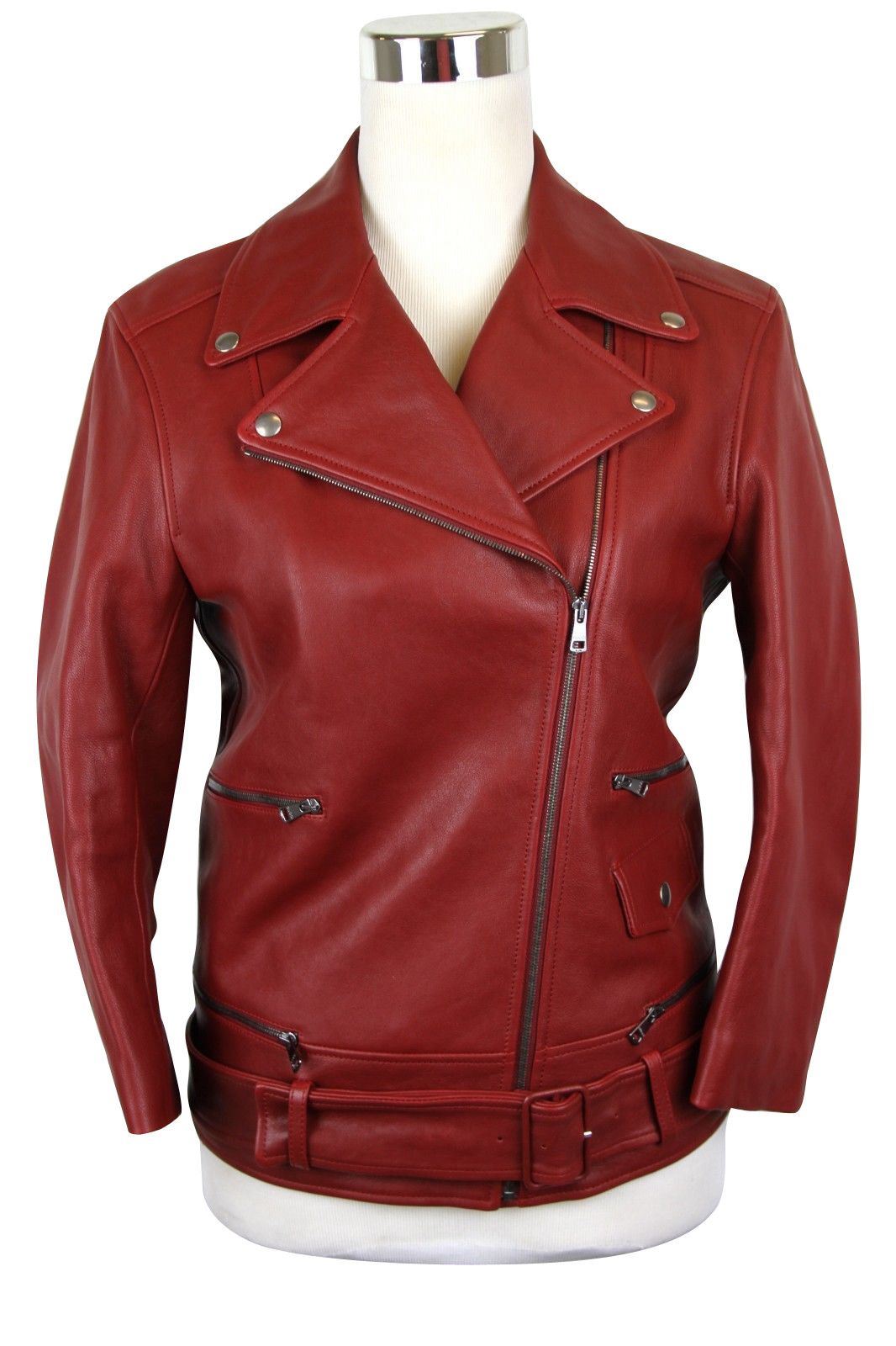 Gucci Women's Quilted Lining Red Biker Leather Jacket (G 38) Size XS / US 0-2 / IT 36-38 - 1 Thumbnail