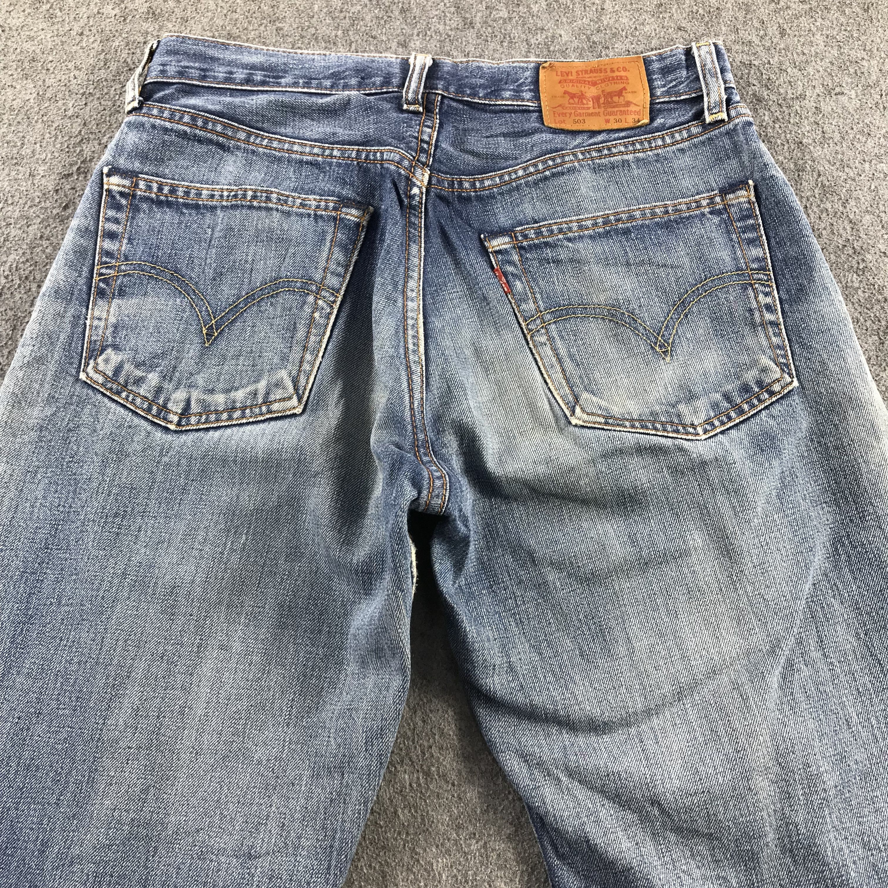 Levi's Vintage Levis 503 Jeans Faded Blue Ripped Denim KJ3405 Size US 30 / EU 46 - 4 Thumbnail