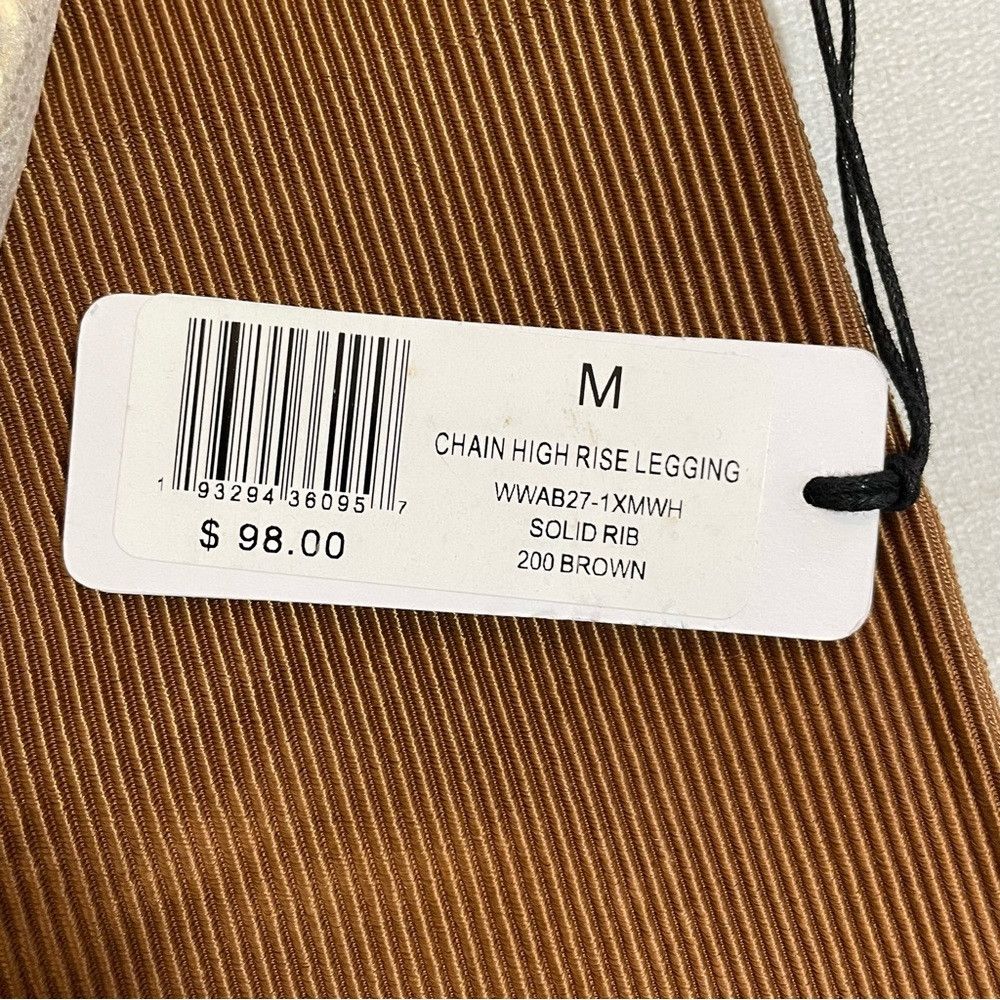WeWoreWhat NWT New WeWoreWhat Chain High Rise Rib Brown Leggings Size Size 30" / US 8 / IT 44 - 8 Thumbnail