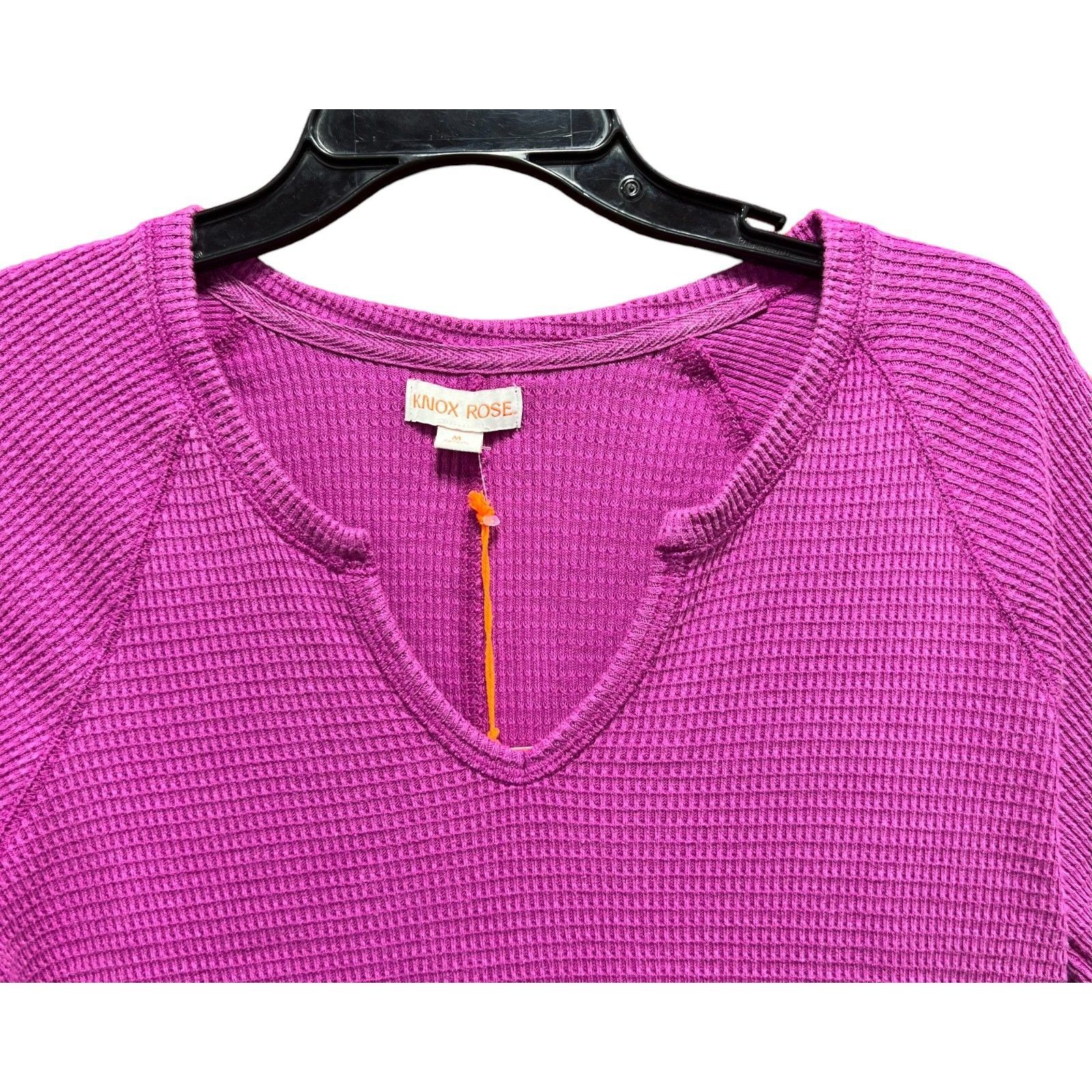 Other Knox Rose - Women's Long Sleeve Notch Neck Thermal Top - Pur Size M / US 6-8 / IT 42-44 - 12 Thumbnail