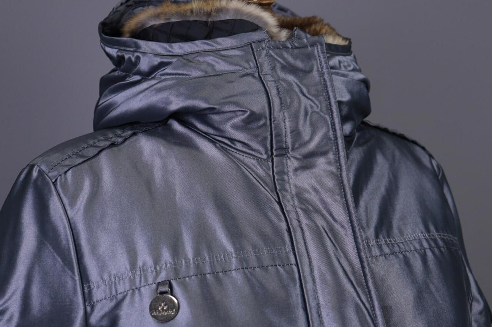 Designer Peuterey Gray Full Zip Faux Fur Belted Hooded Jacket Size L Size 3XL / US 20-22 - 6 Thumbnail