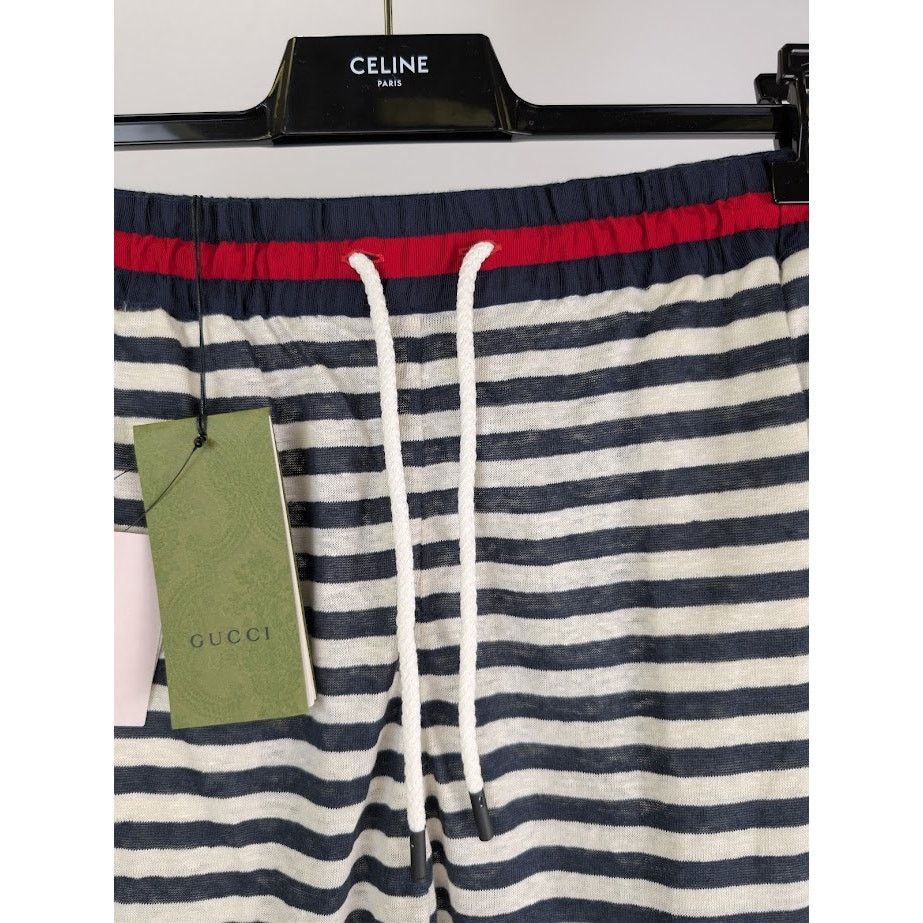 Gucci o1rshd1 Striped Linen Jersey Basket Pant in Navy/Milk Size US 30 / EU 46 - 6 Thumbnail