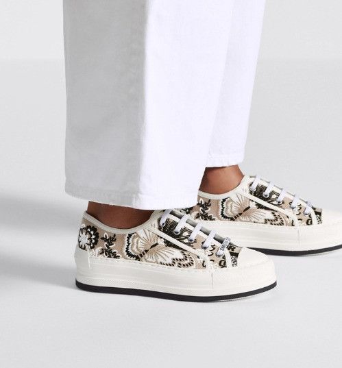 Dior o1w1db11225 KCK38 Platform Low-Top Sneakers Beige Multicolor Size US 7 / IT 37 - 6 Thumbnail