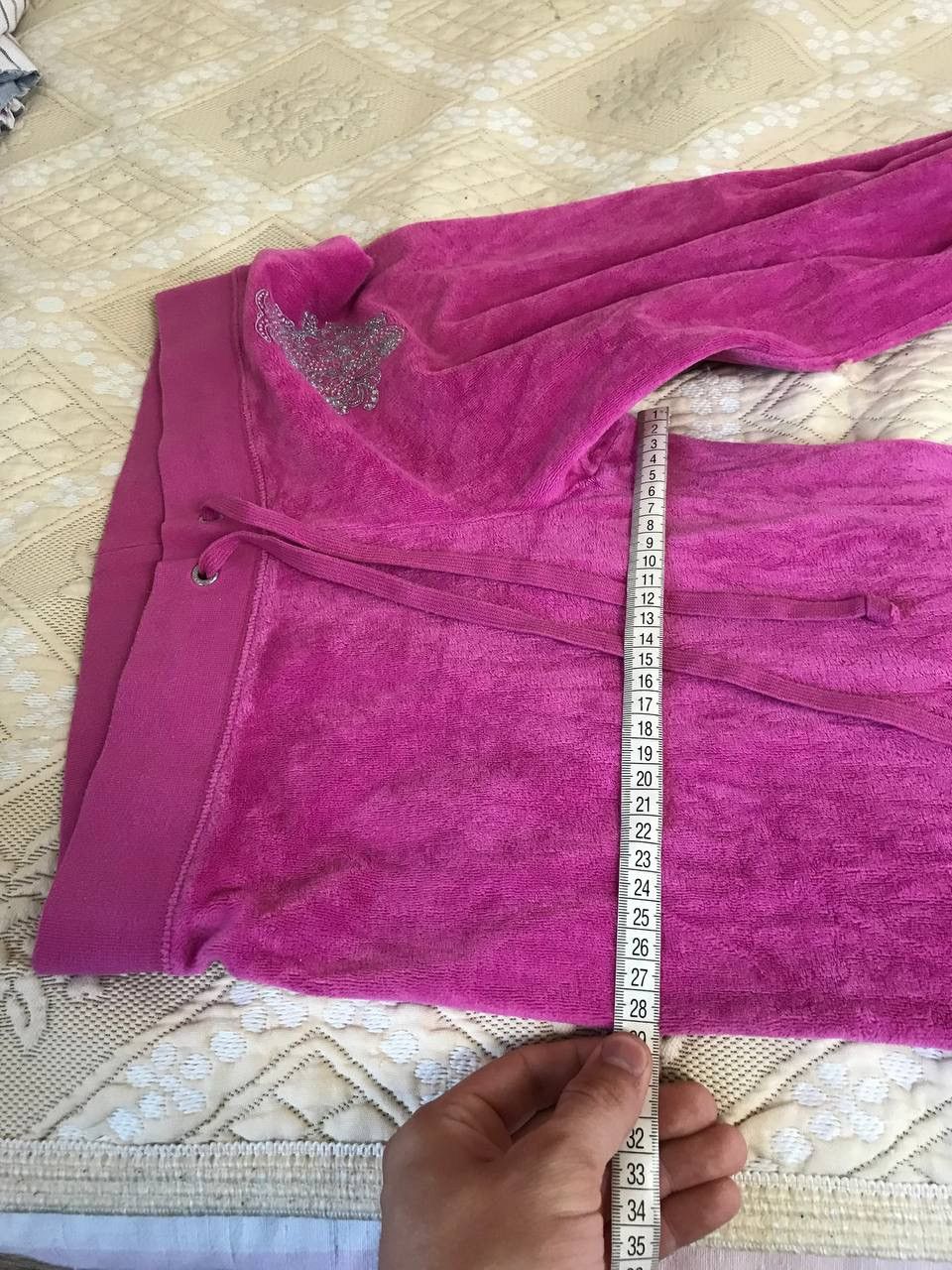 Juicy Couture 🔥 Juicy Couture Vintage Velour Wide Tracksuit Pants Y2K Logo Size 28" / US 6 / IT 42 - 12 Thumbnail